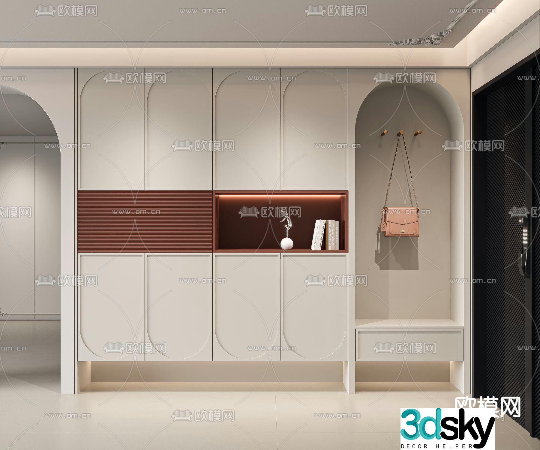 French entrance cabinet shoe cabinet 3d model