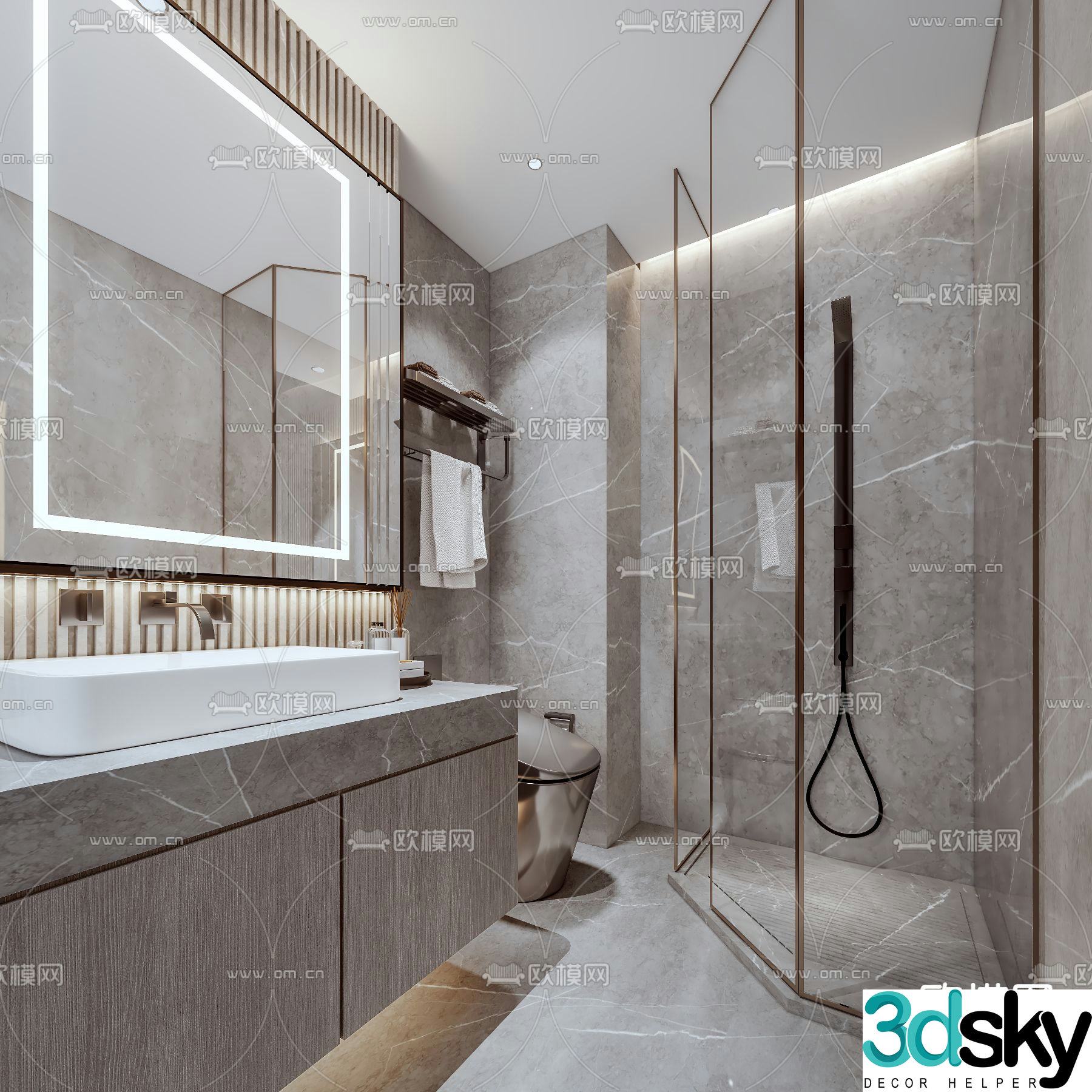 Modern bathroom bathroom toilet 3d model