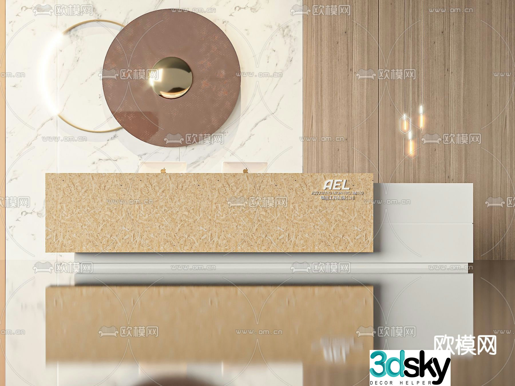 Front desk reception desk 3d model