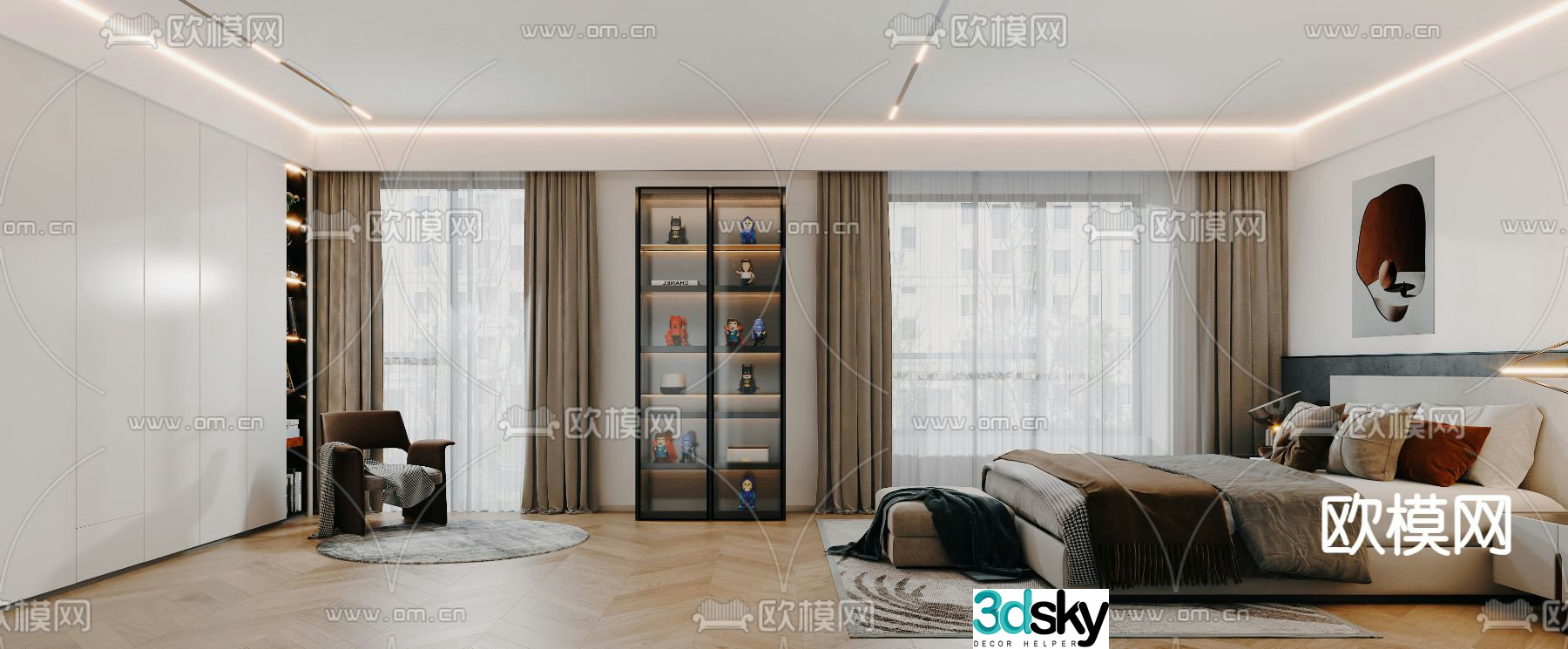 Modern bedroom master bedroom 3d model