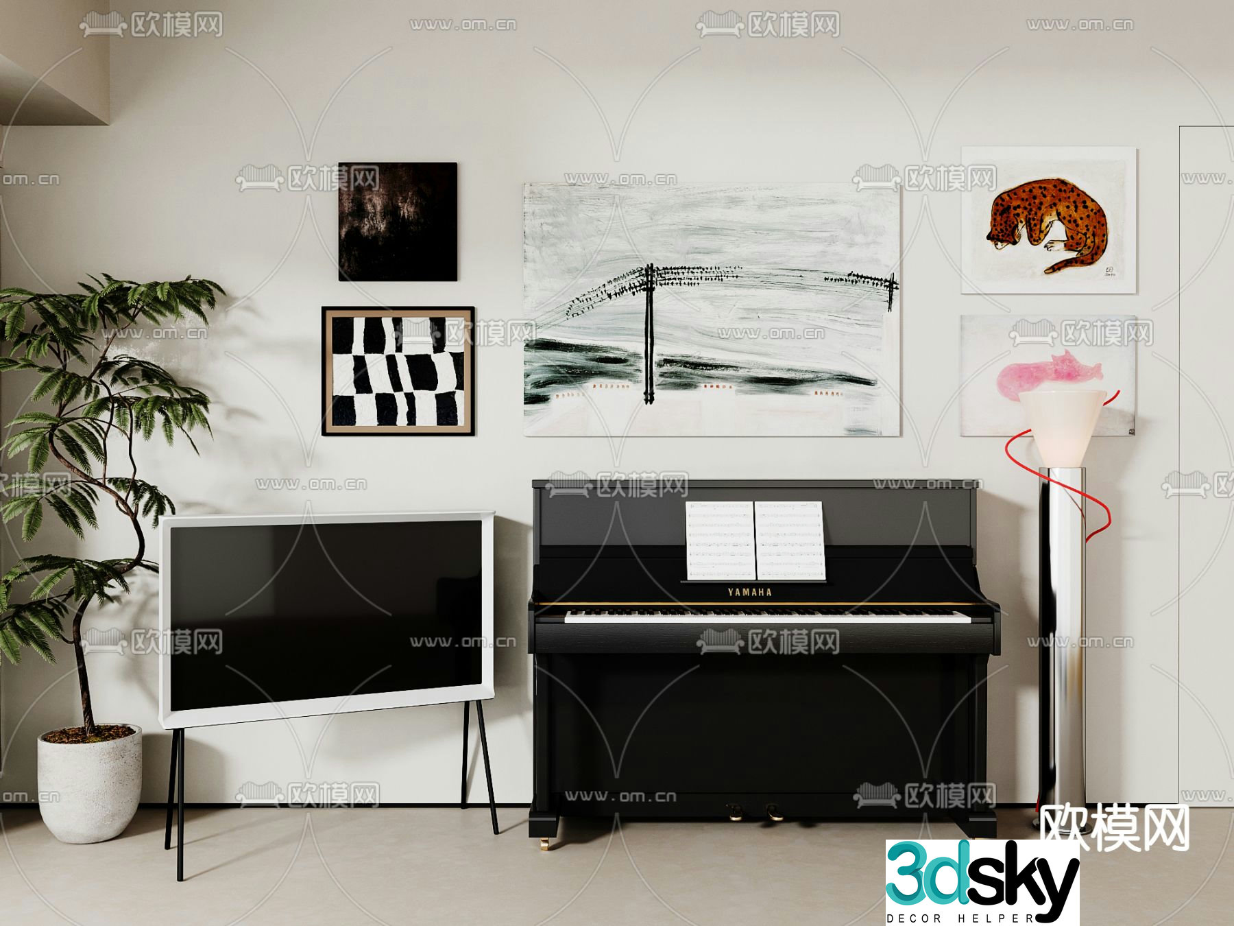 modern piano 3d model