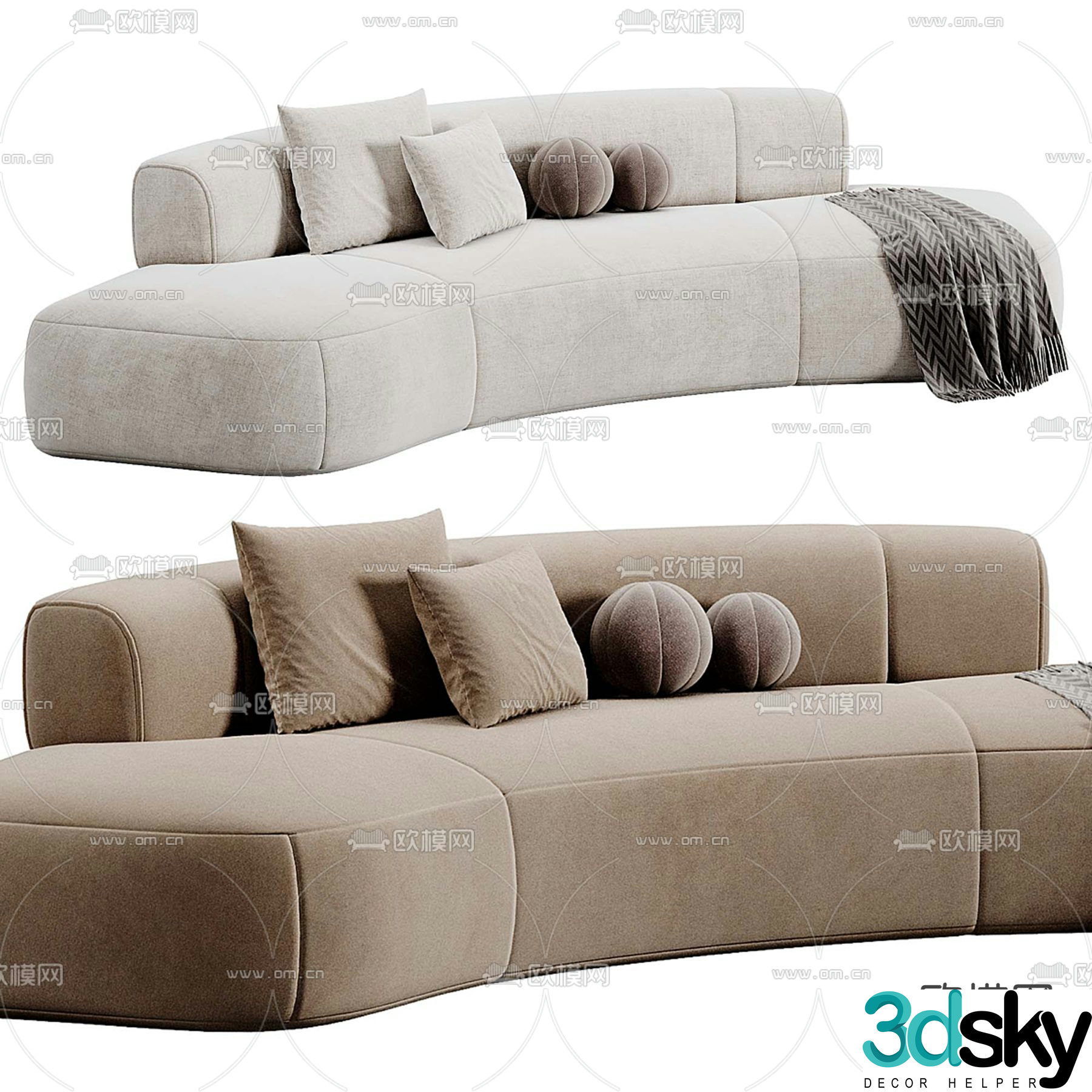 Special shaped sofa curved sofa 3d model