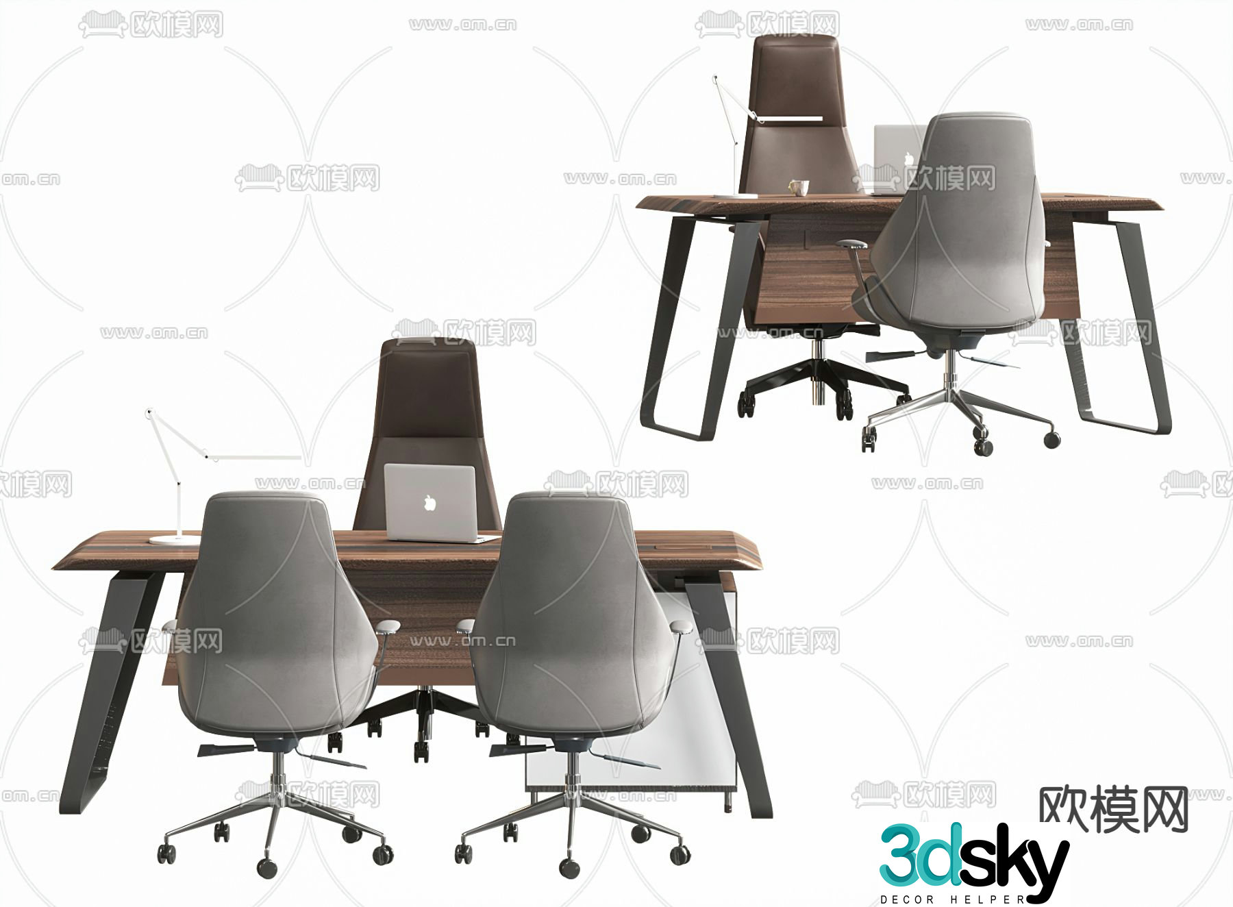 Office desk and chair desk table 3d model