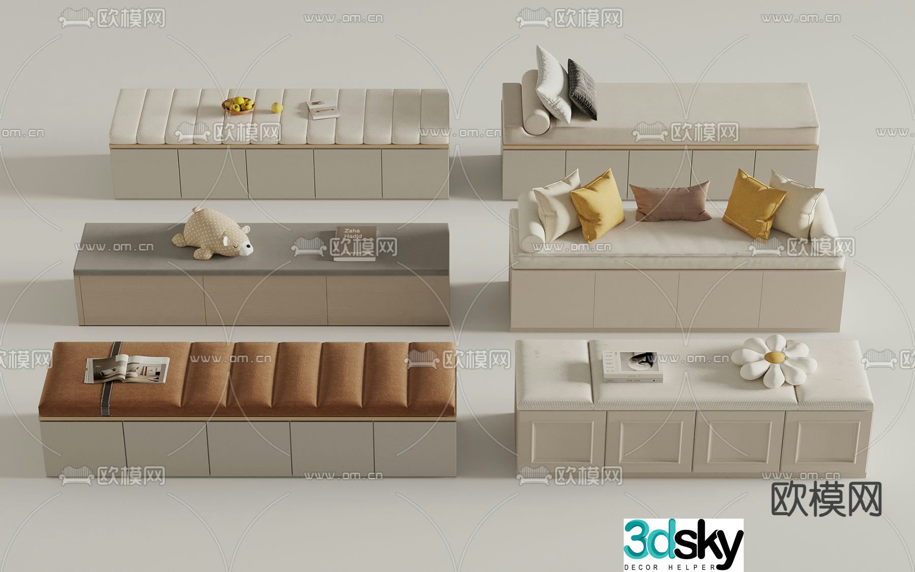 Modern bay window cabinet bay window cushion cushion cushion 3D model
