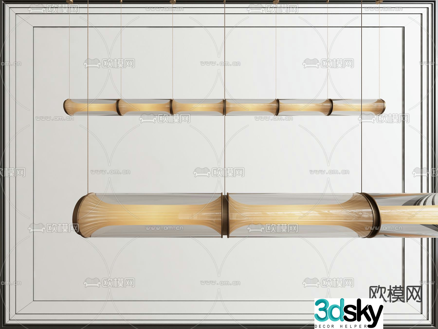 Long chandelier Bar chandelier 3d model