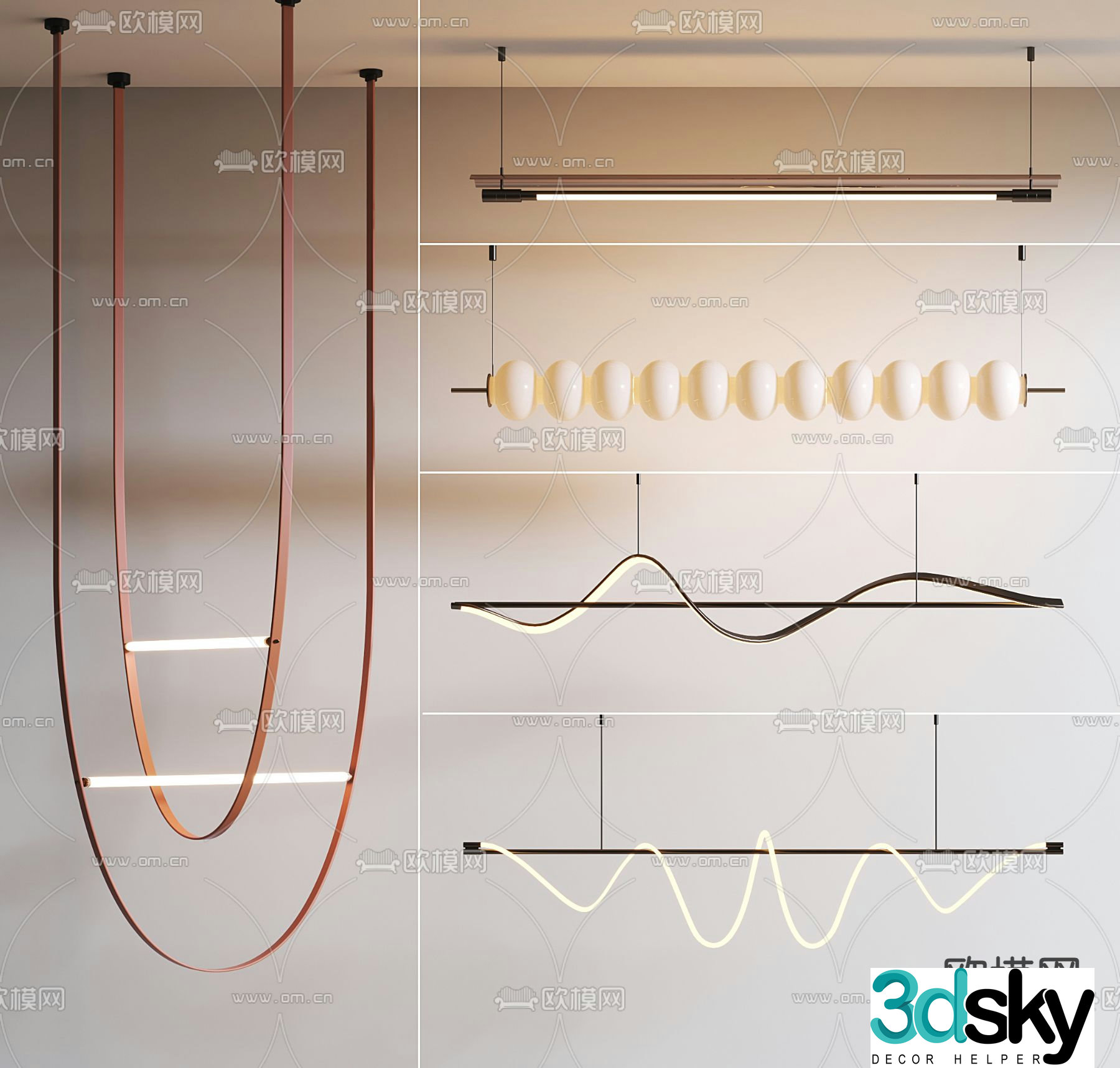 Creative chandelier long chandelier 3d model