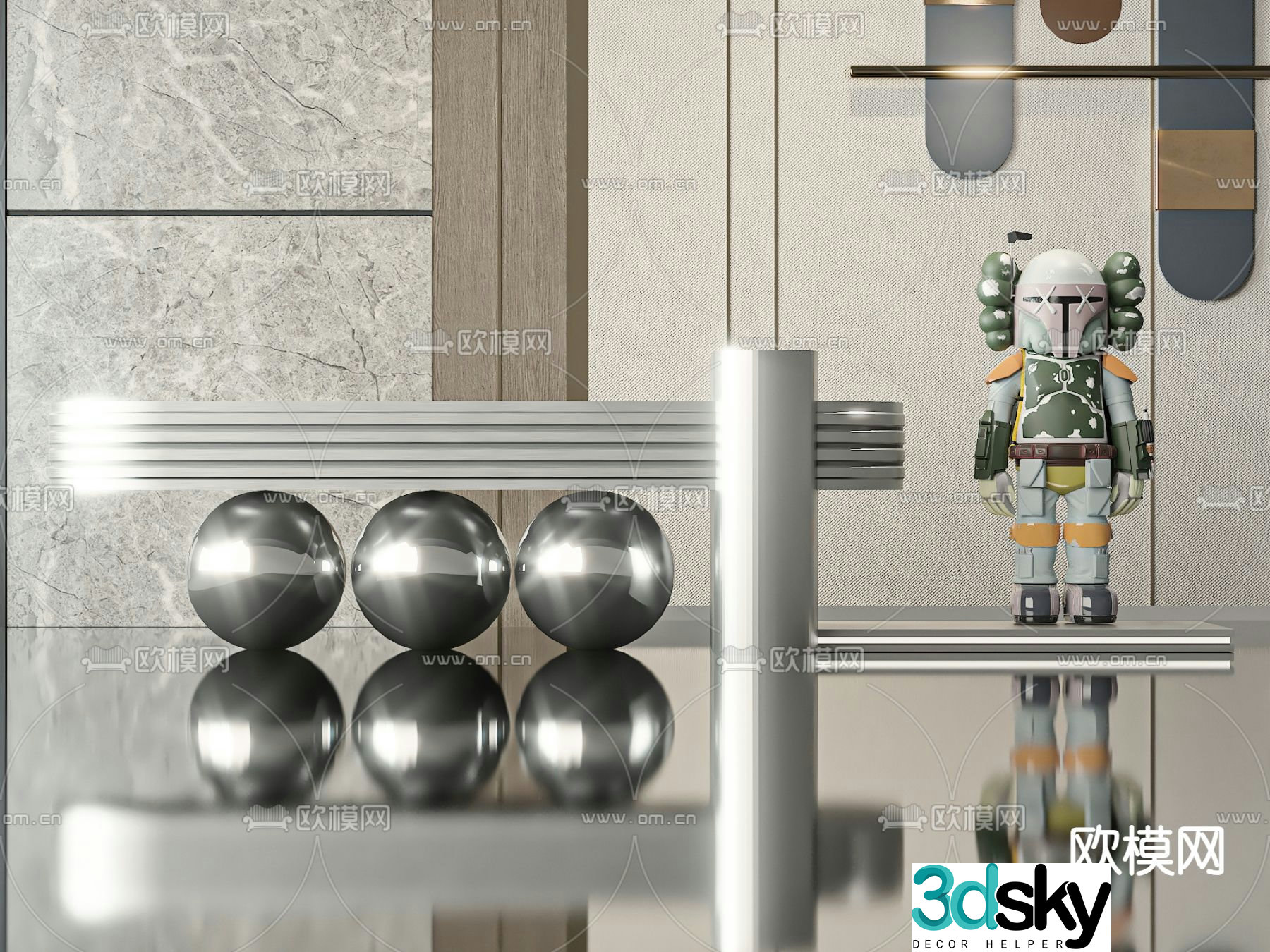 Creative front desk reception desk 3d model
