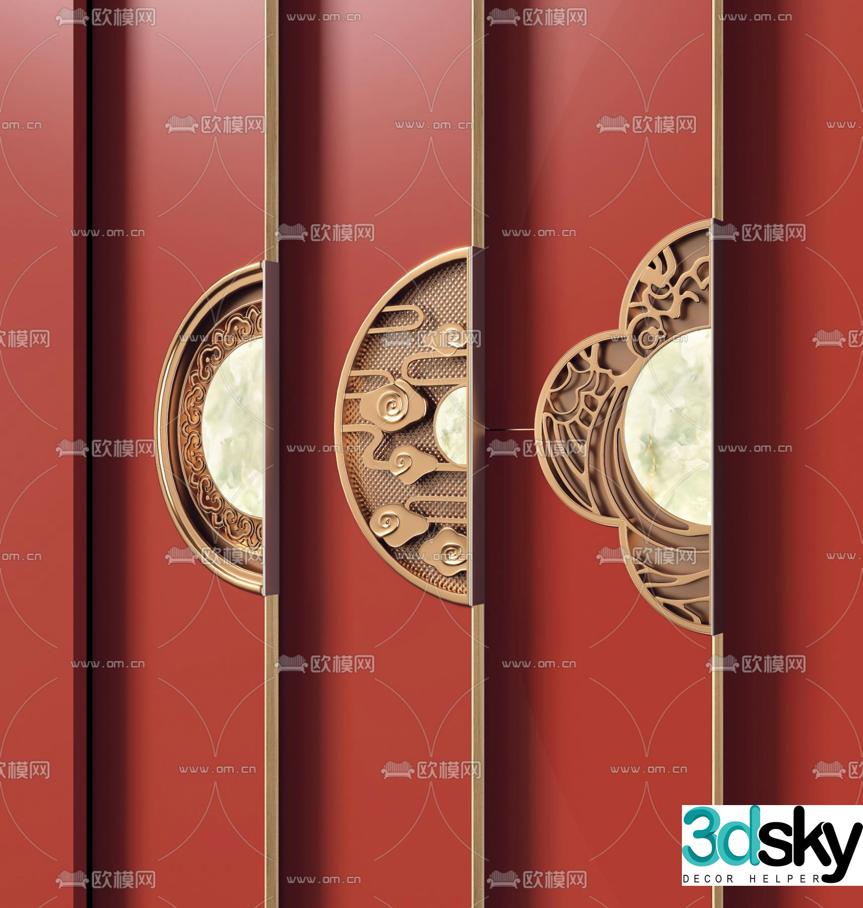 New Chinese door handle handle 3d model