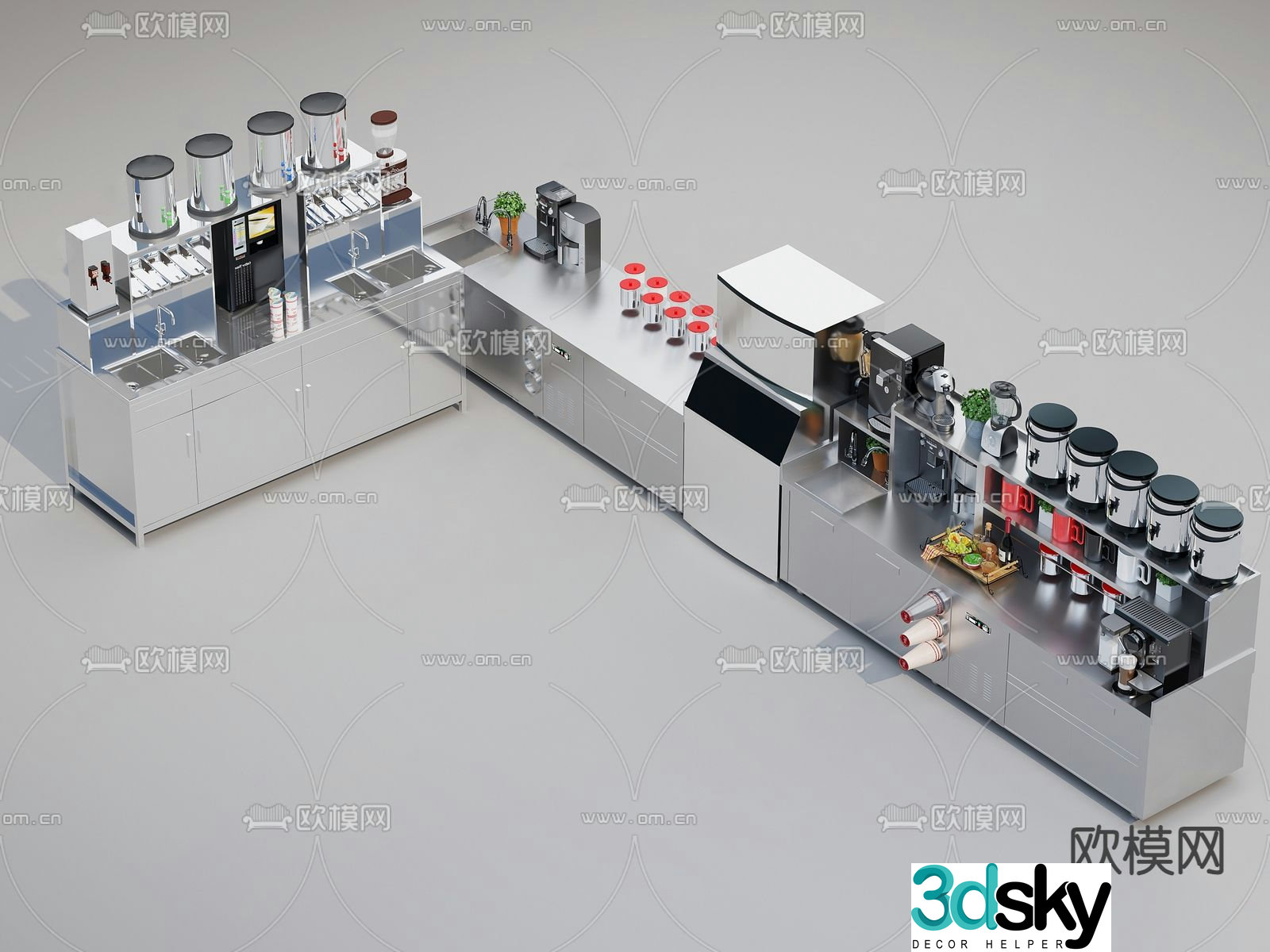 Milk tea shop operating table 3D model