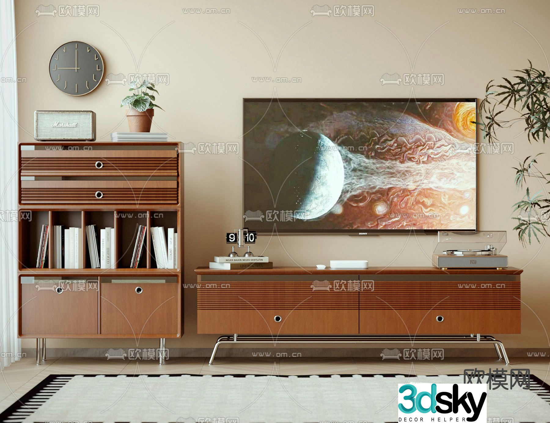 Medieval style TV cabinet 3D model