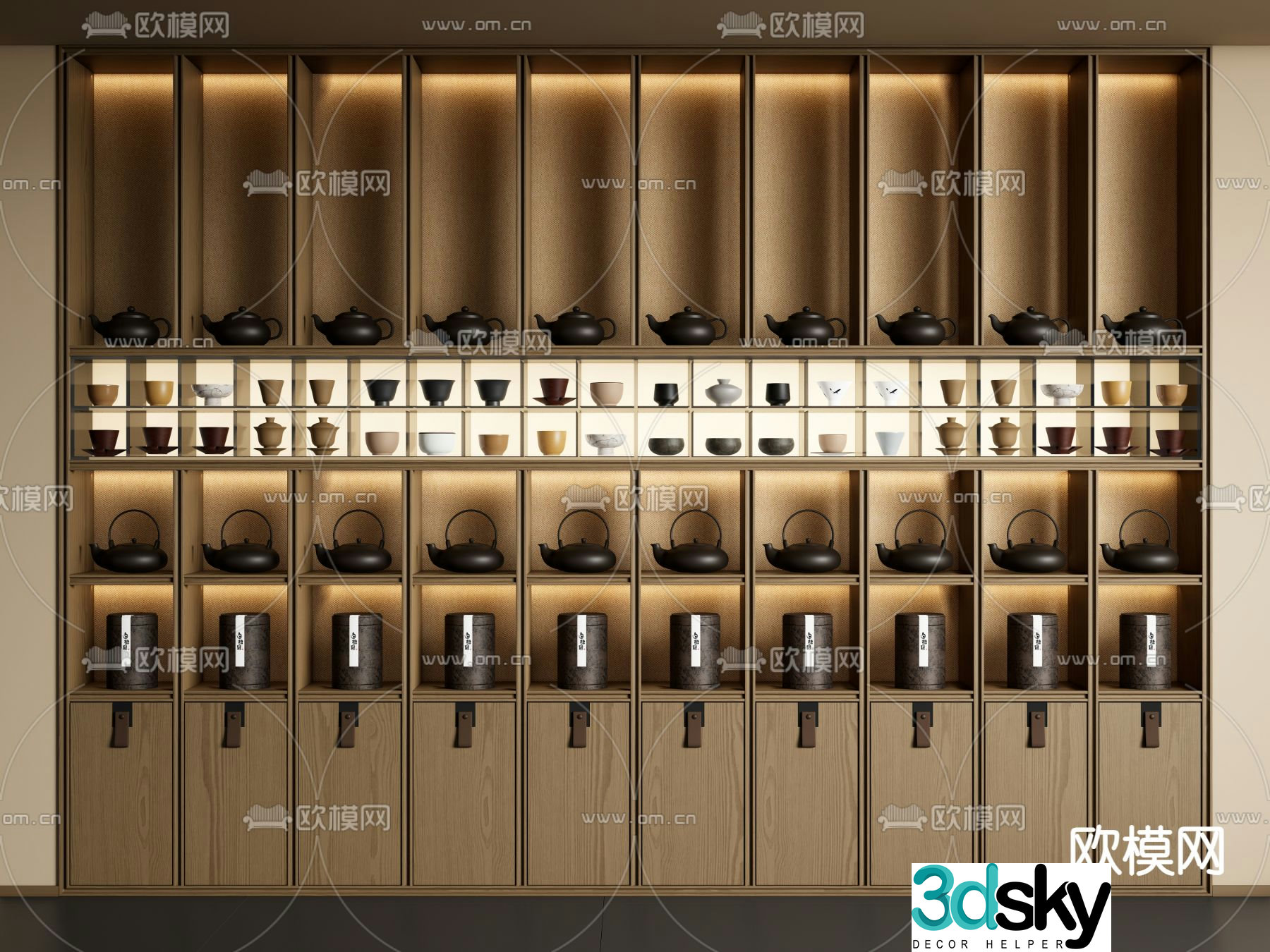 New Chinese style tea cabinet tea rack 3d model