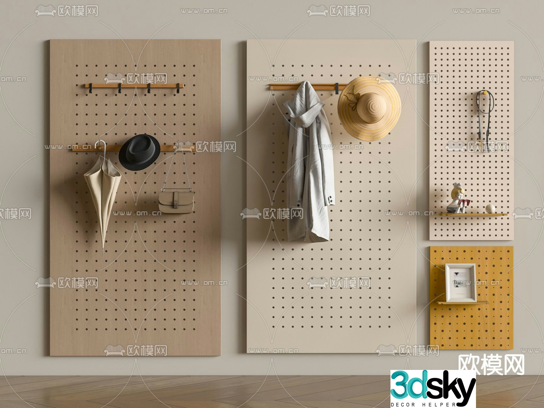 Hole board wall decoration hanging decoration 3d model