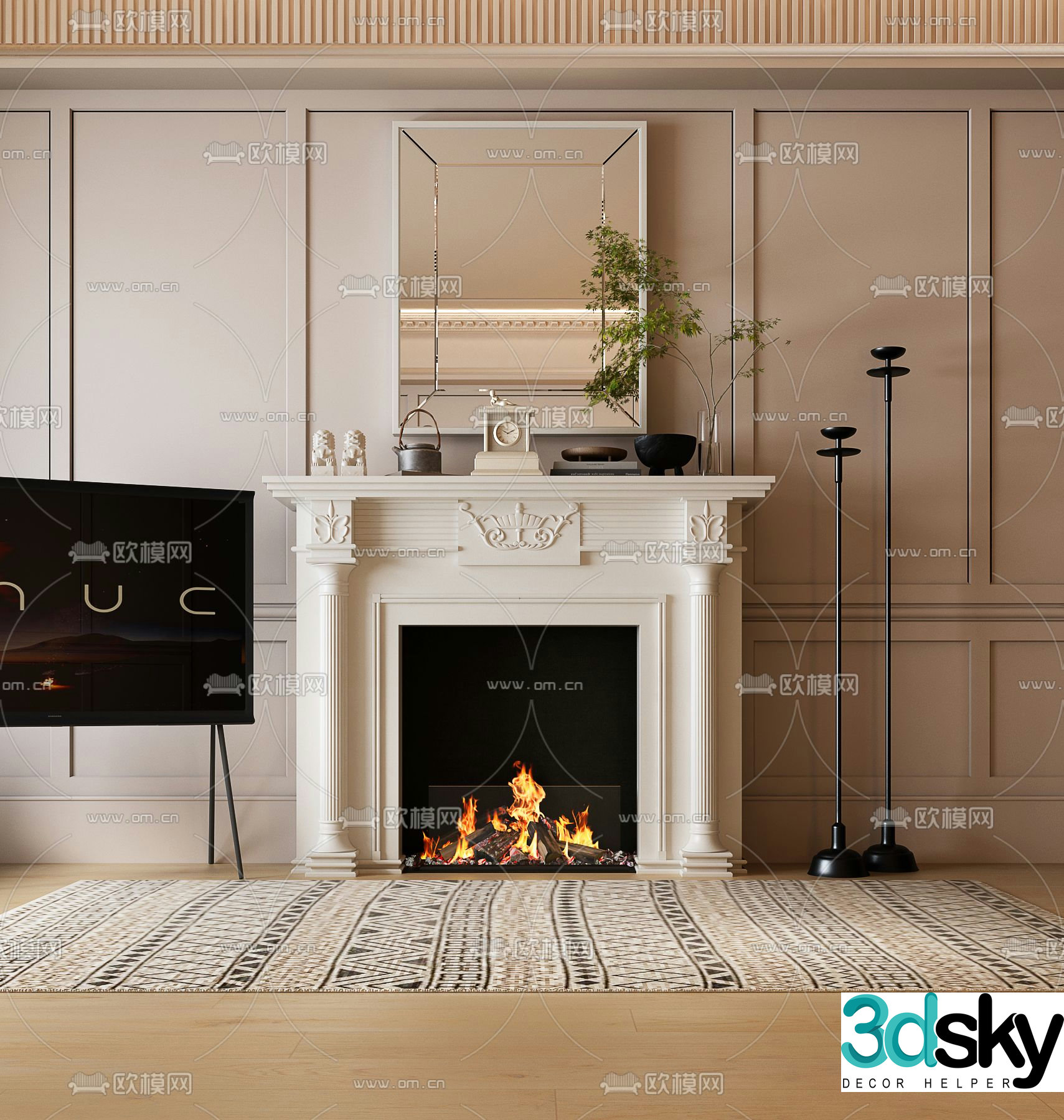 American fireplace 3d model