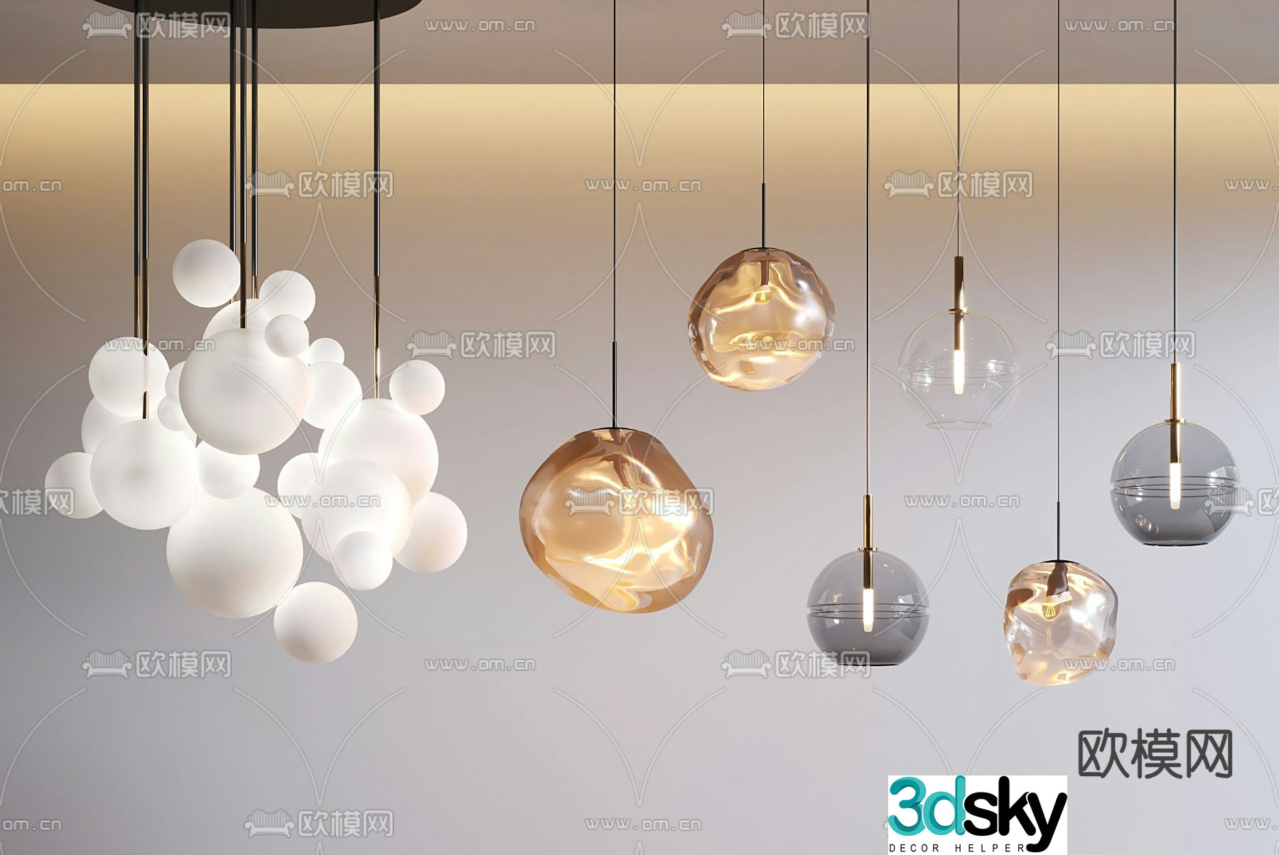 Glass chandelier art chandelier 3d model