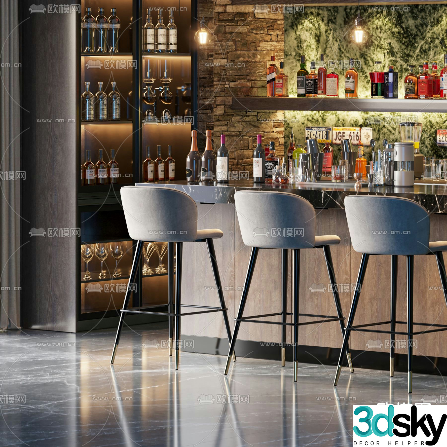 Bar counter 3d model