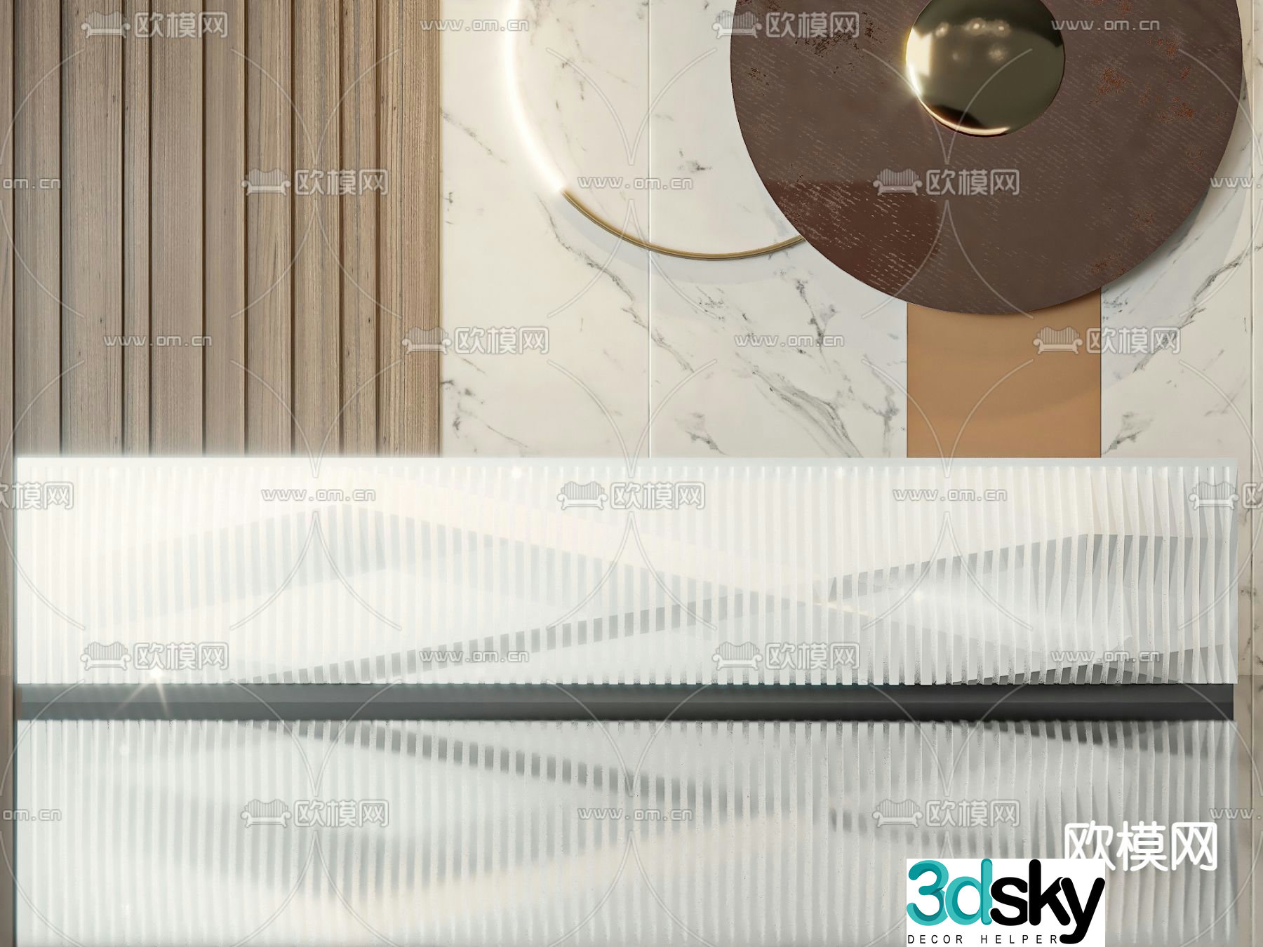 Front desk reception desk 3d model