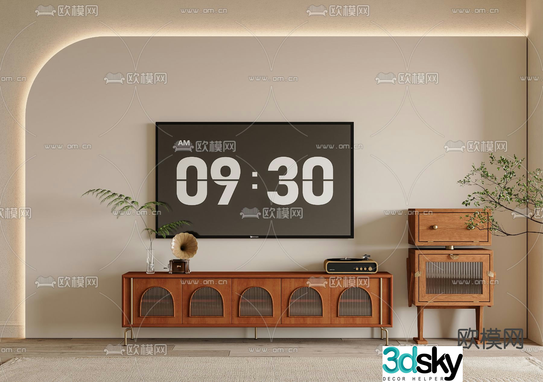 Middle-aged TV cabinet 3D model