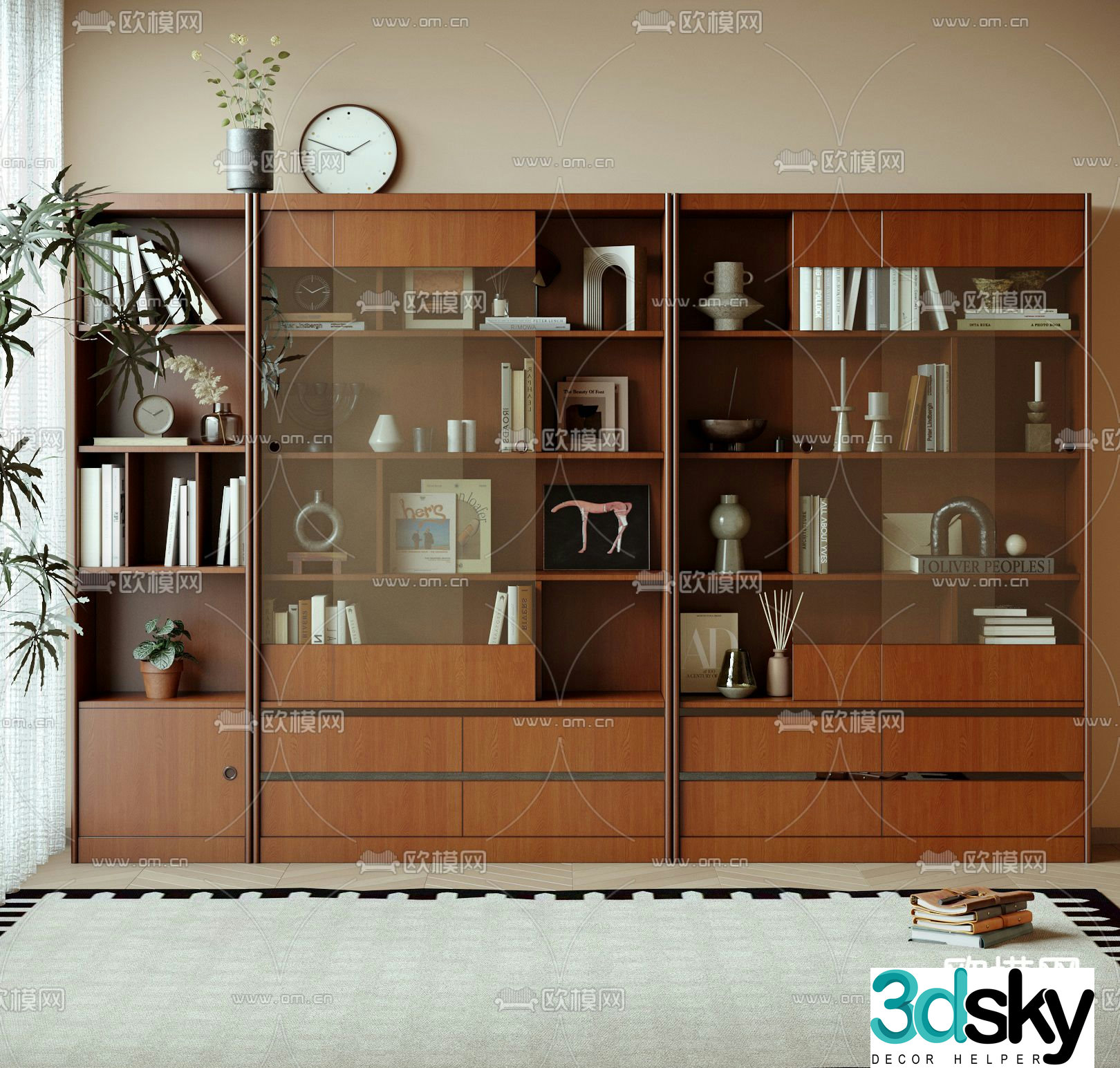 Medieval style bookcase storage cabinet decorative cabinet 3D model