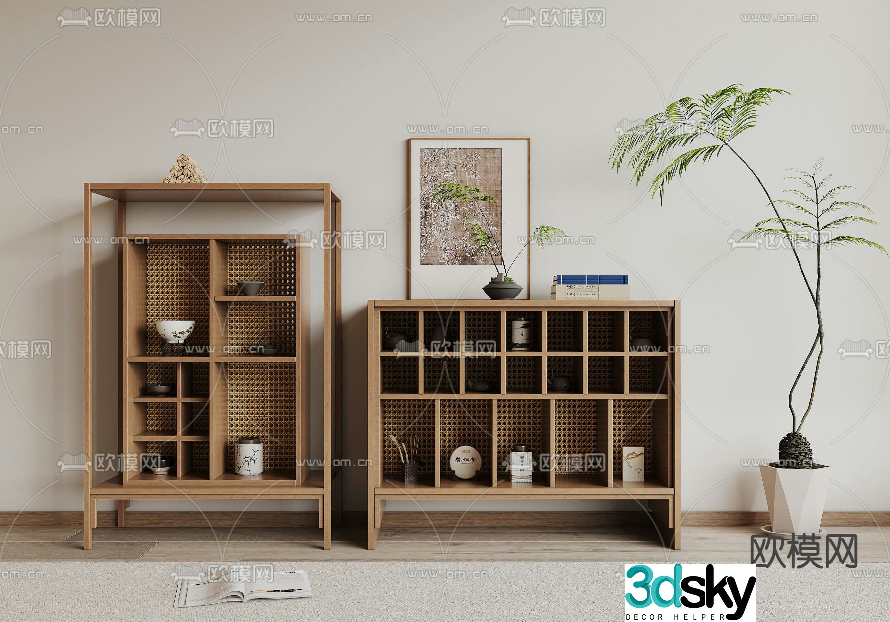New Chinese tea cabinet tea rack 3D model