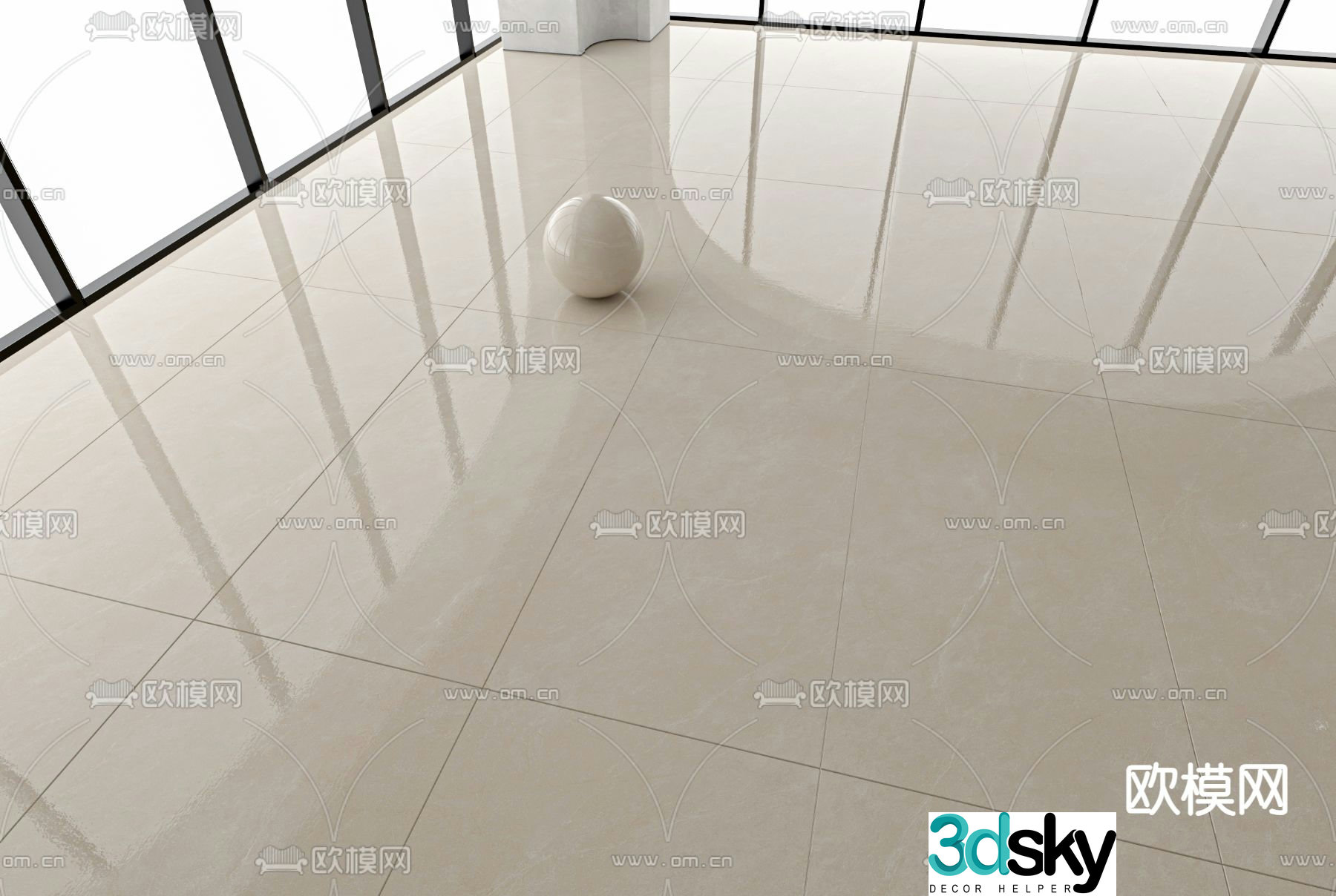 Warm gray floor tiles polished tiles ceramic tile 3d model