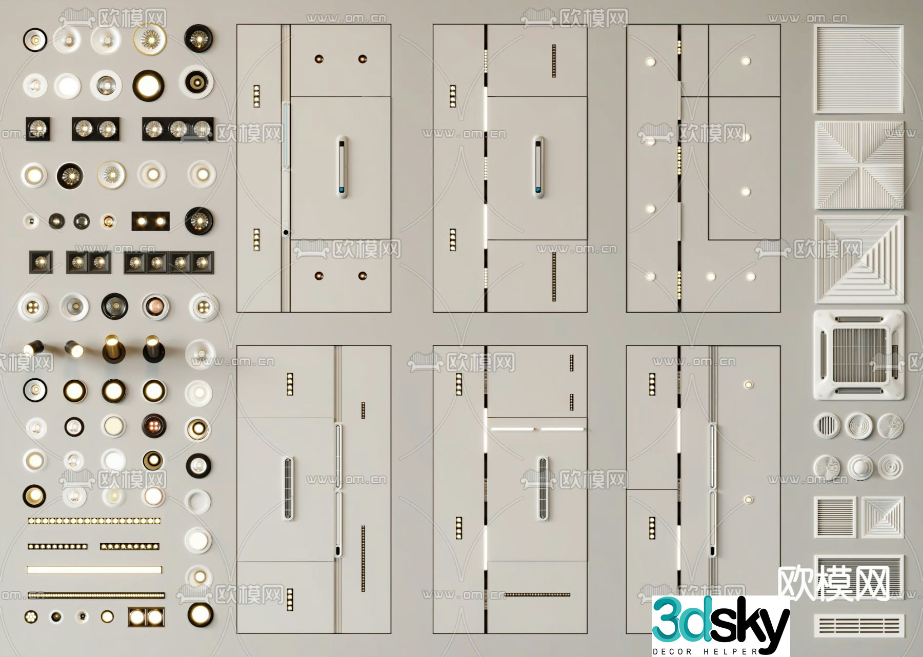 Ceiling lamps air conditioner 3d model