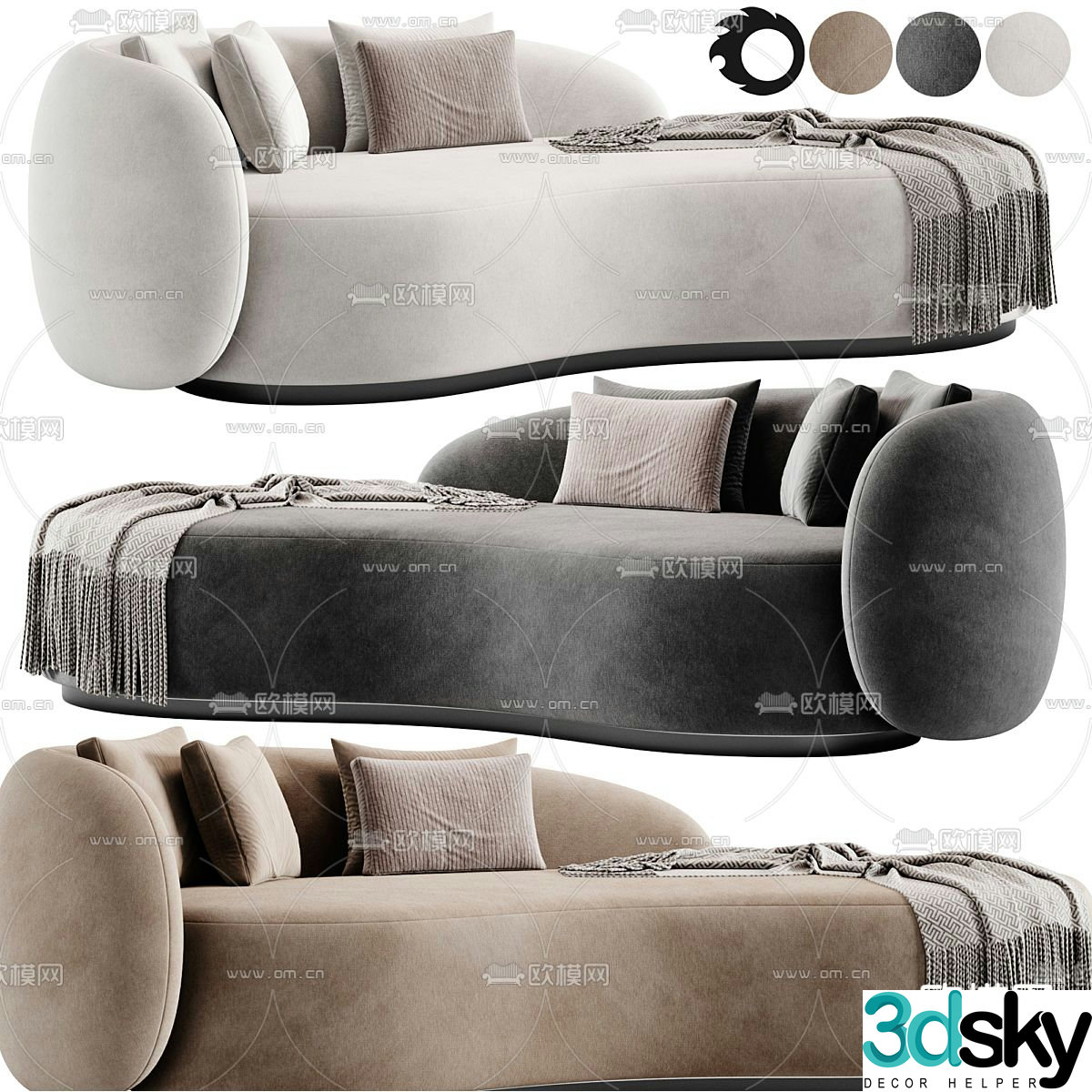 Eichholtz curved sofa 3d model