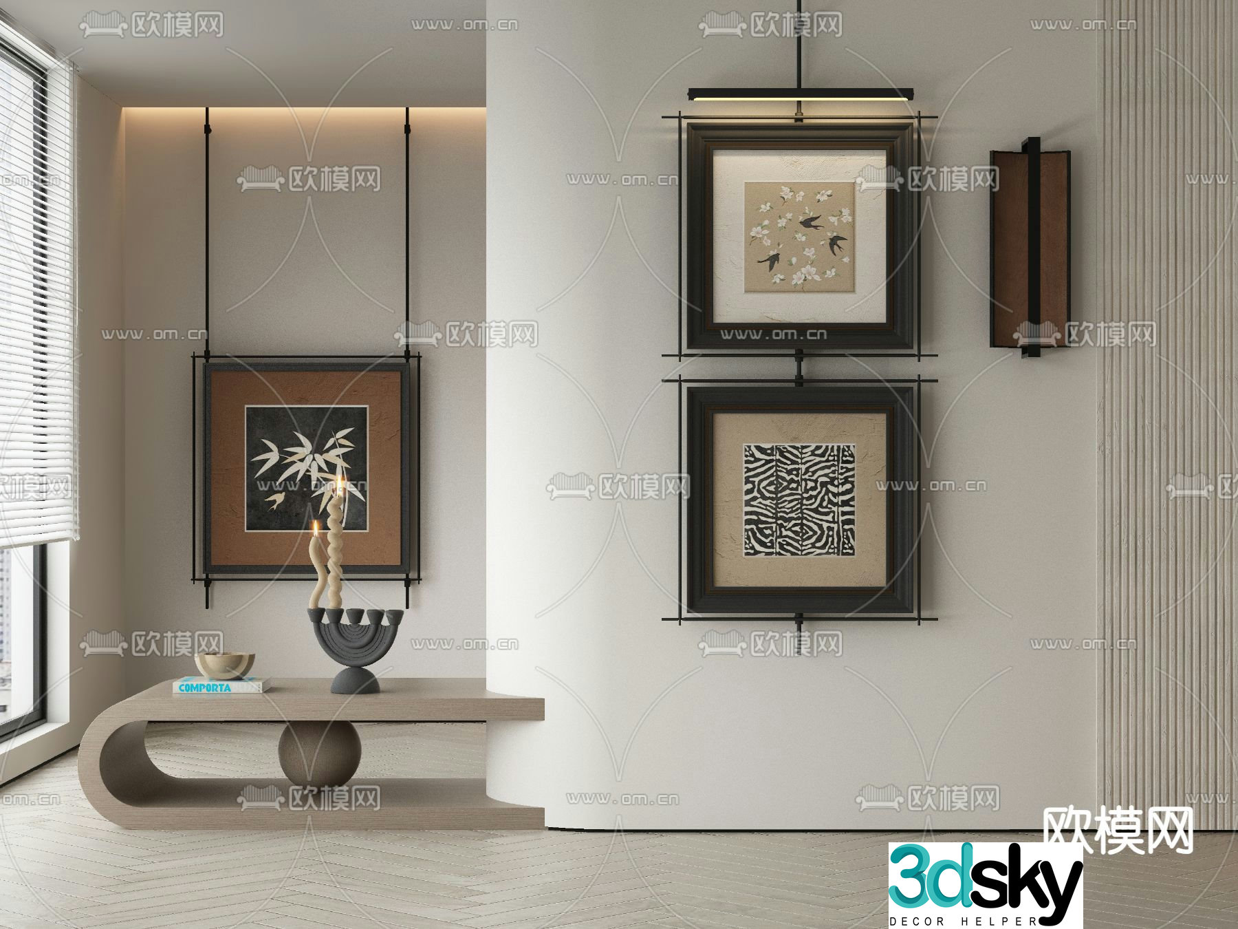 Middle-aged decorative paintings hanging paintings 3D model