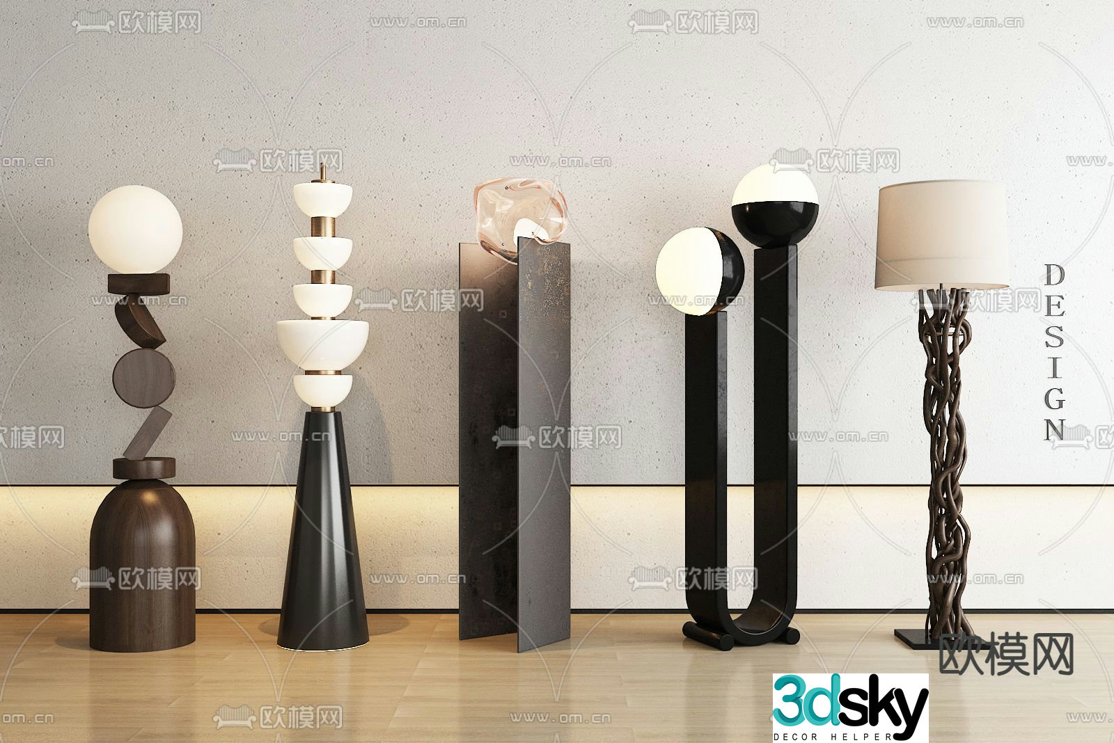 Medieval style floor lamp 3d model