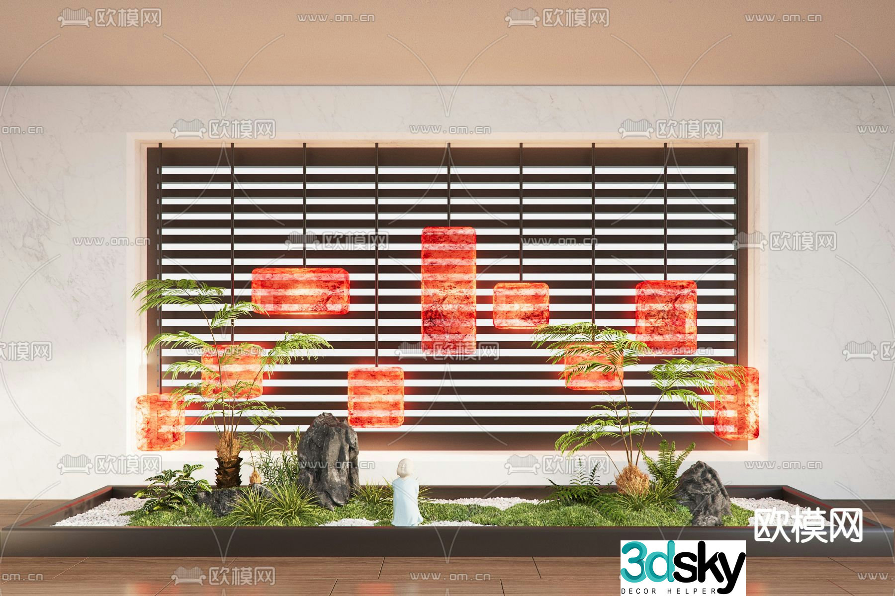 Modern interior landscaping 3d model