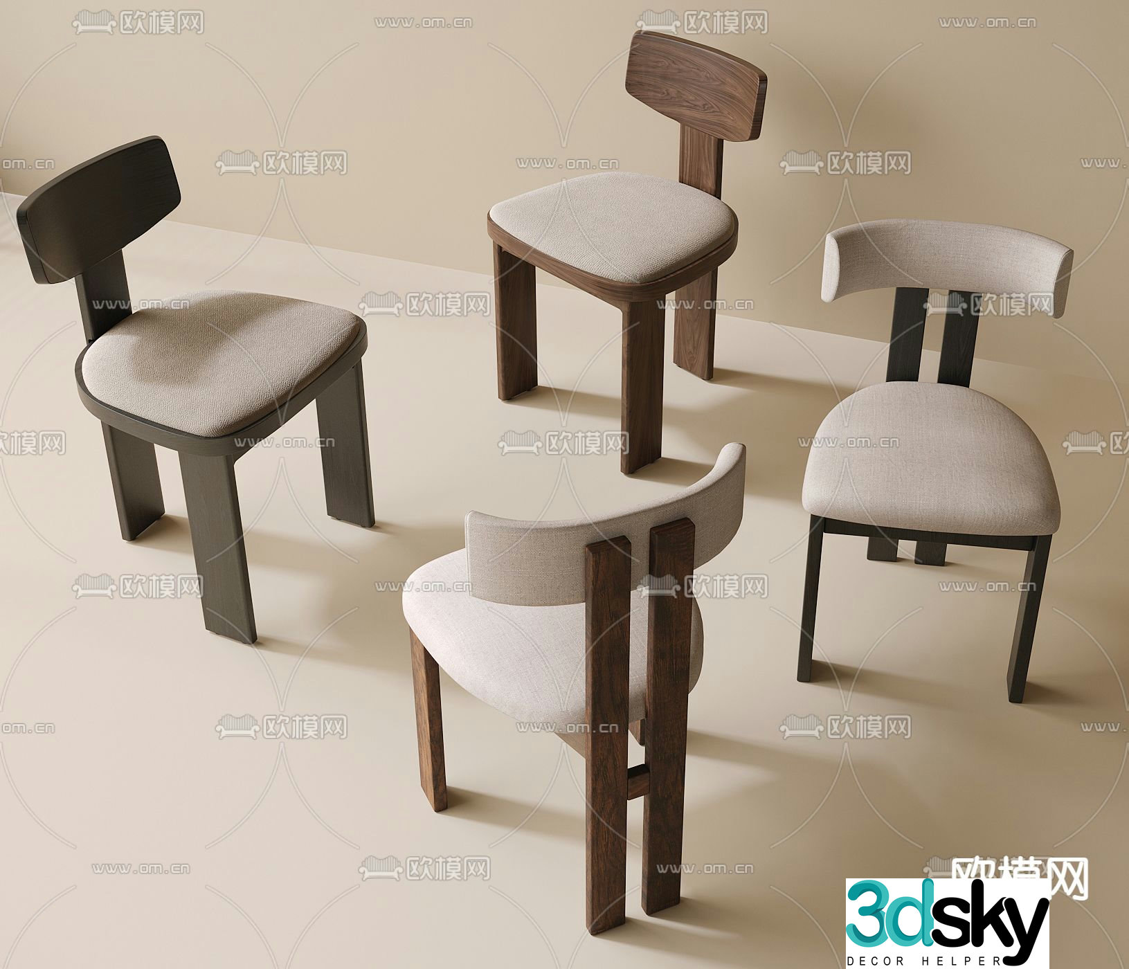 Medieval style chair dining chair 3d model
