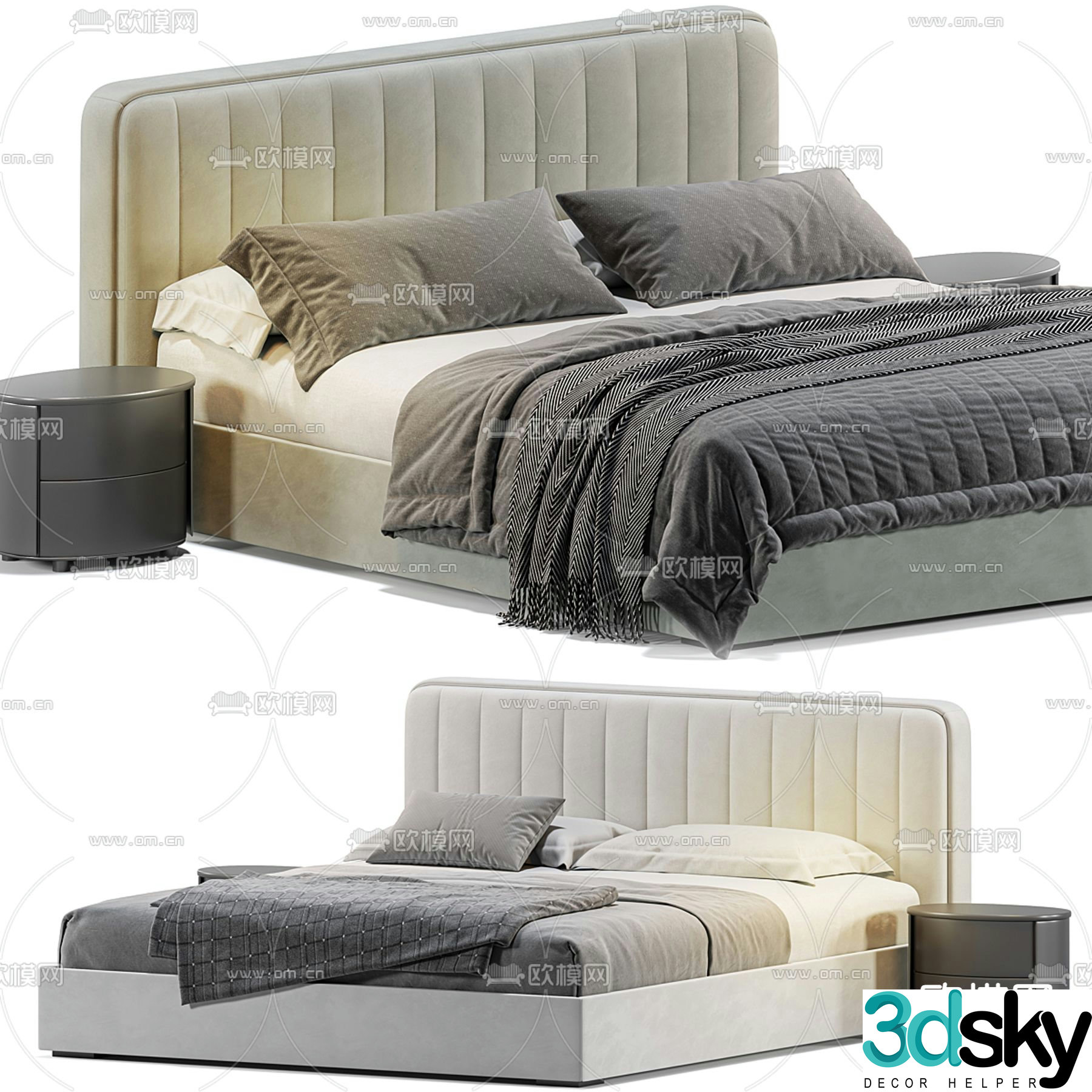 Modern double bed 3d model
