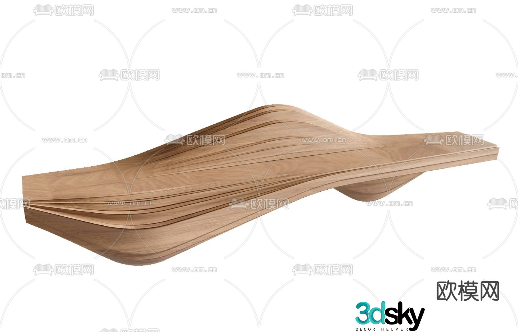 Solid wood outdoor bench special shaped bench 3d model