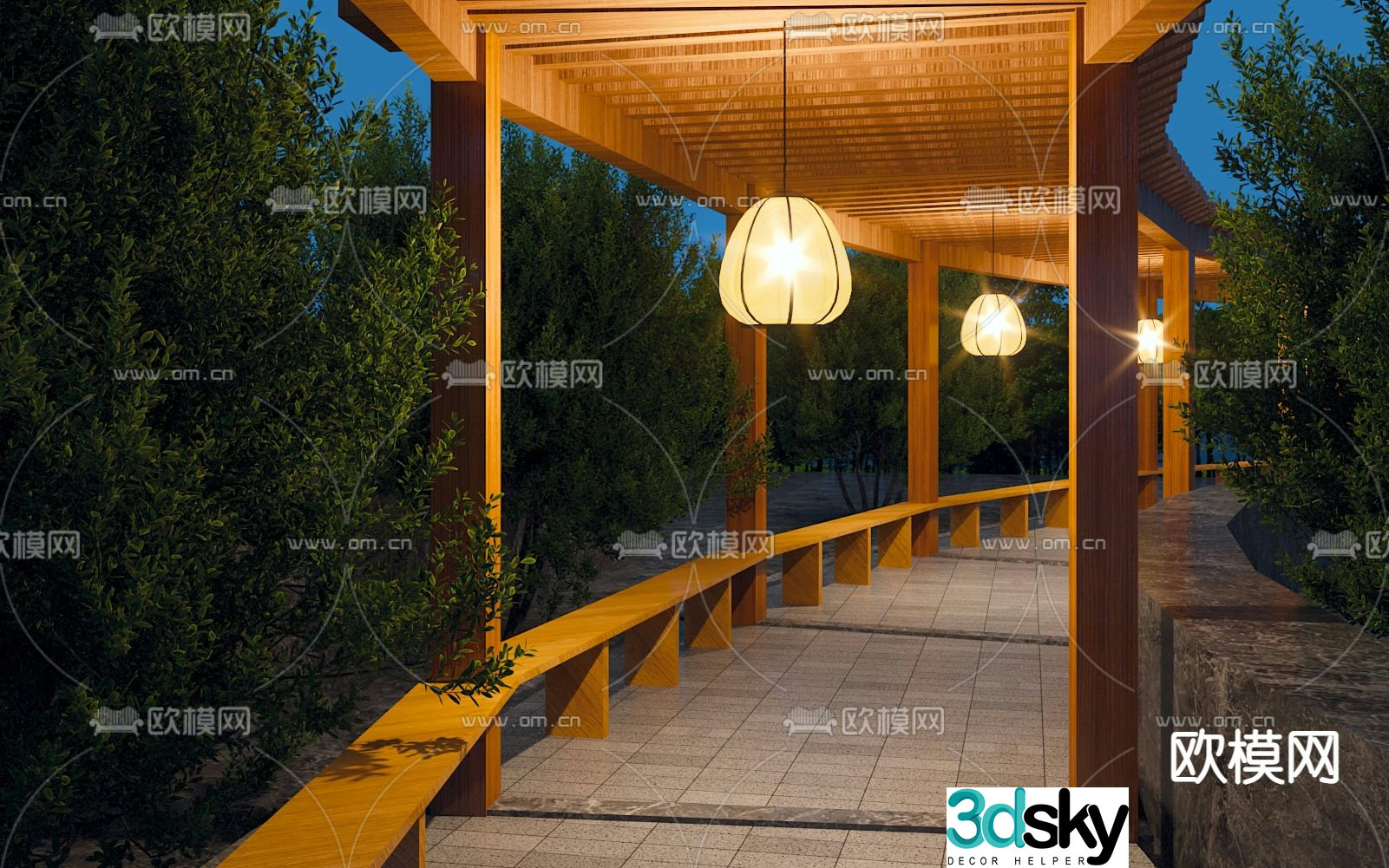 Chinese style corridor 3D model