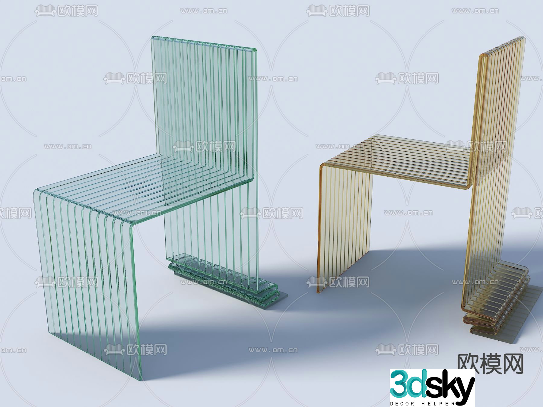Acrylic chair casual chair 3d model