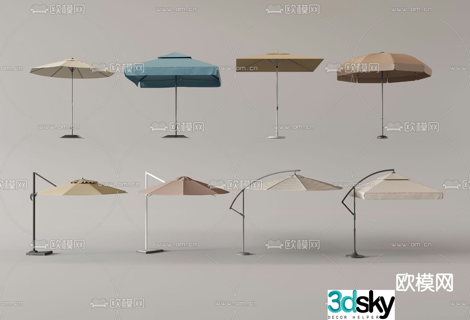 Outdoor parasol, sun umbrella, folding umbrella 3d model