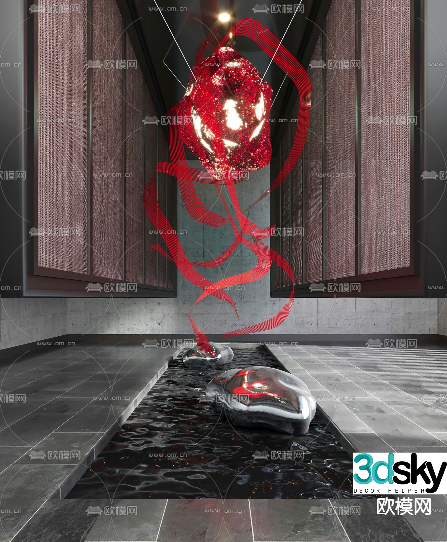 Interior landscaping lobby sketch 3d model