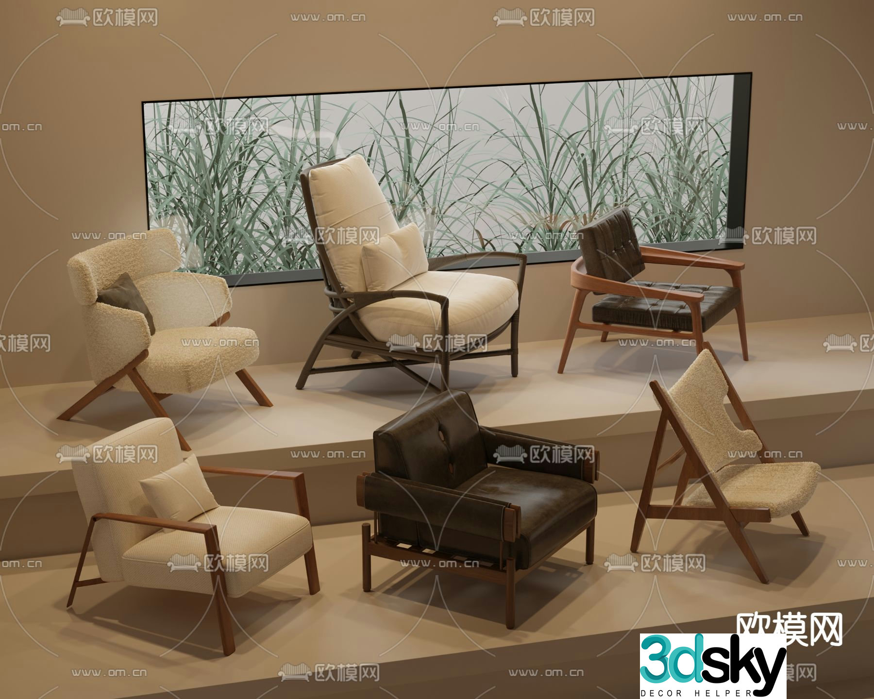 Medieval style sofa chair leisure chair armchair 3d model