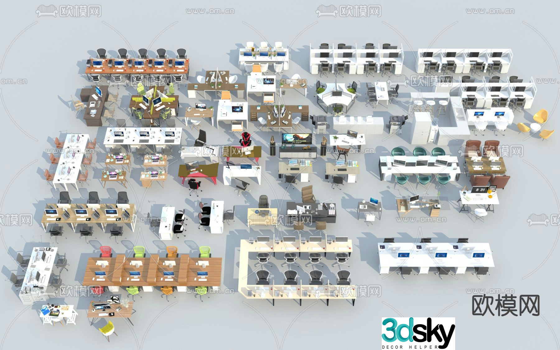 Modern office desk and chair 3d model