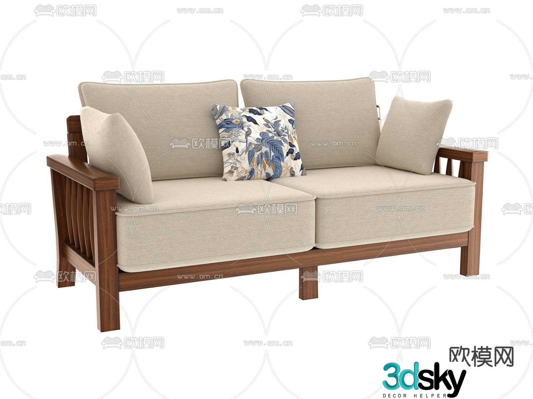 New Chinese style sofa double sofa 3d model