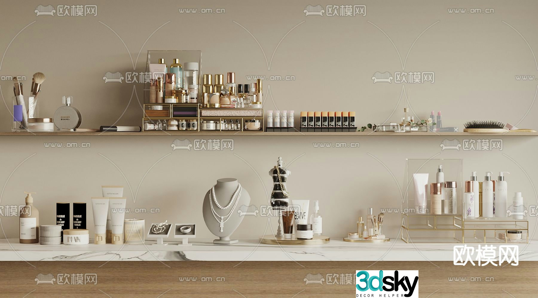 Cosmetics Skin Care Products Beauty Jewelry 3D Model