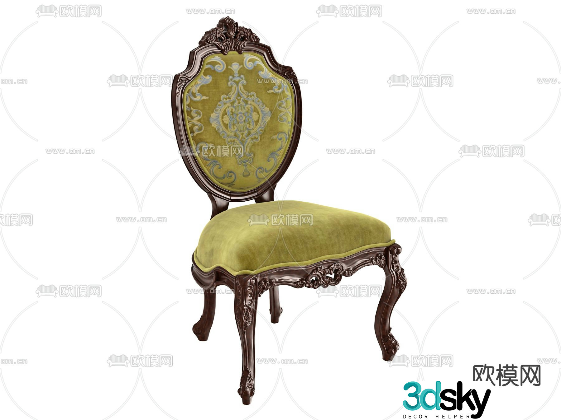 European style chair dining chair 3d model