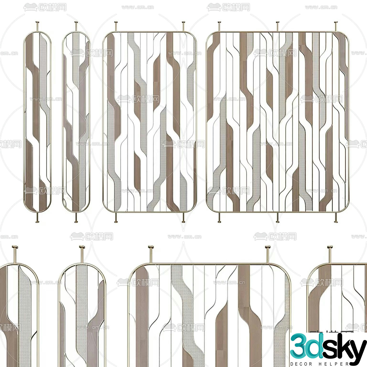 Light luxury screen hollow partition 3D model