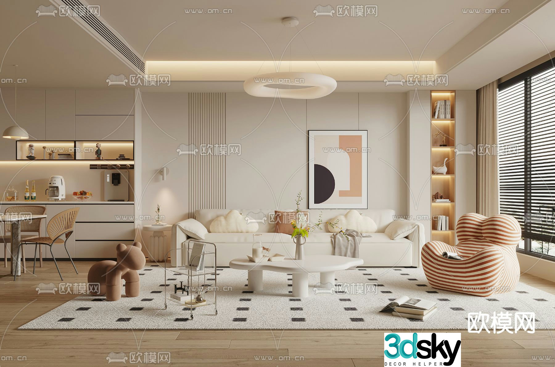 Creamy Style Restaurant 3D Model