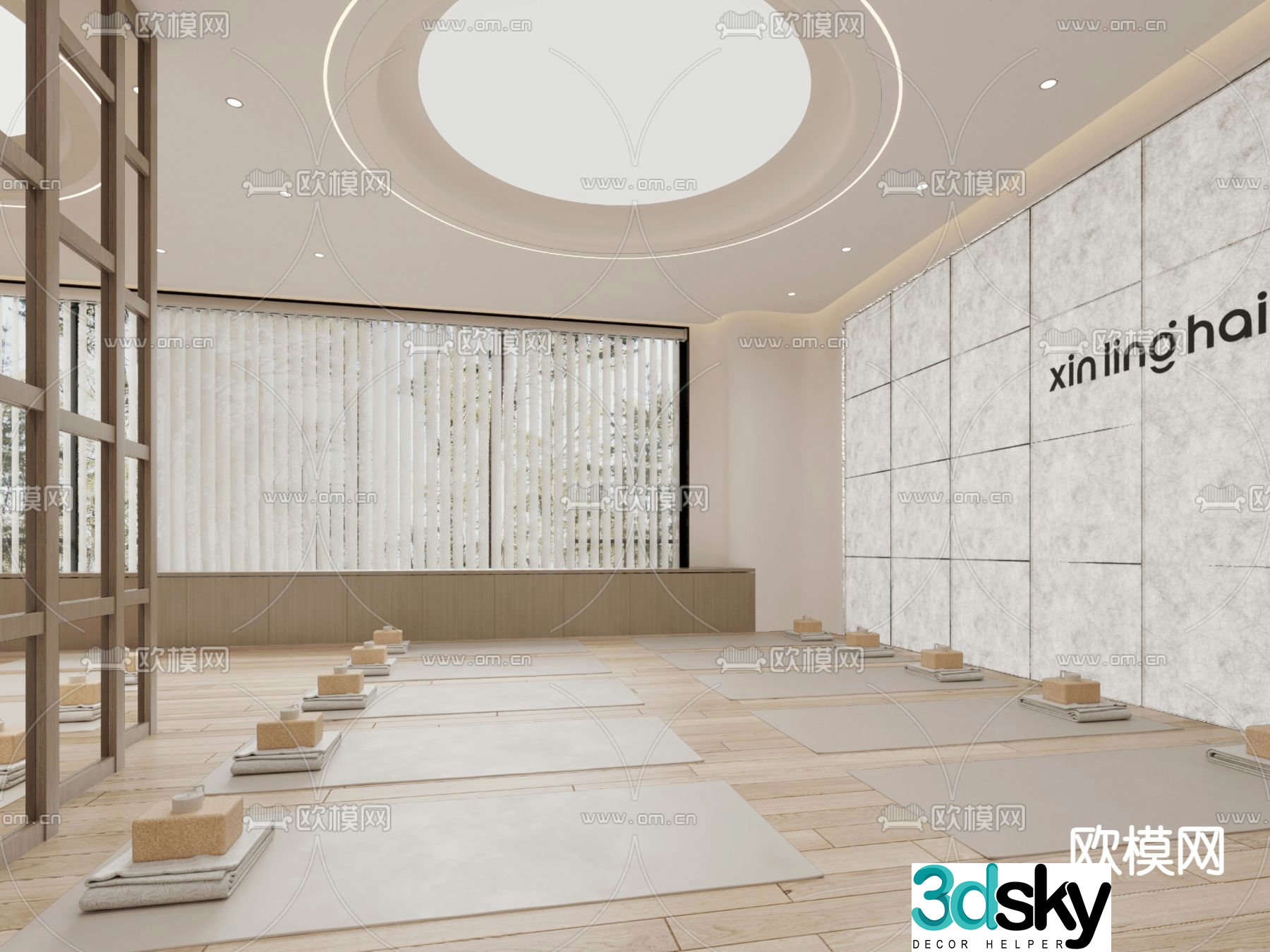 Modern yoga classroom 3d model