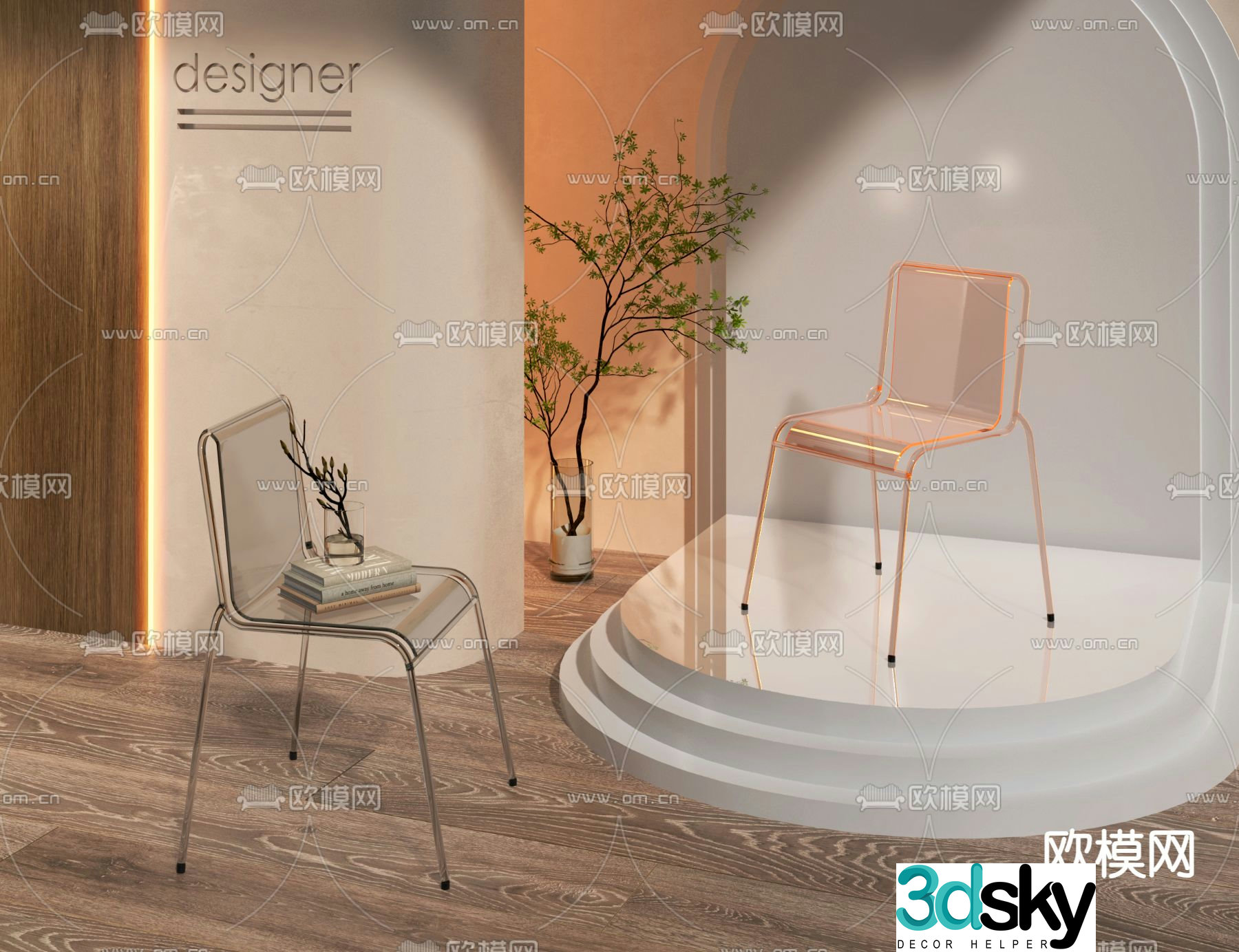 Acrylic chair leisure chair 3d model