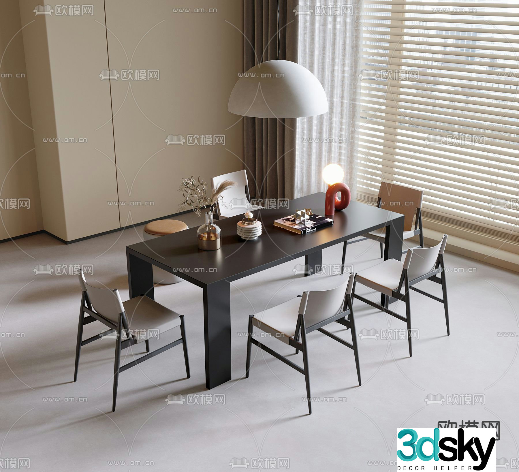 Bar dining table and chairs 3d model