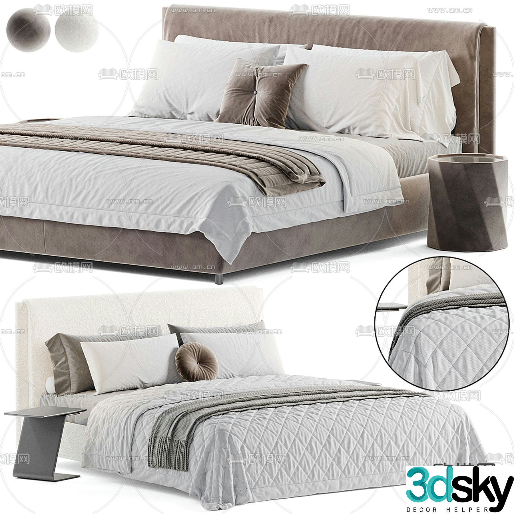 Modern double bed 3d model