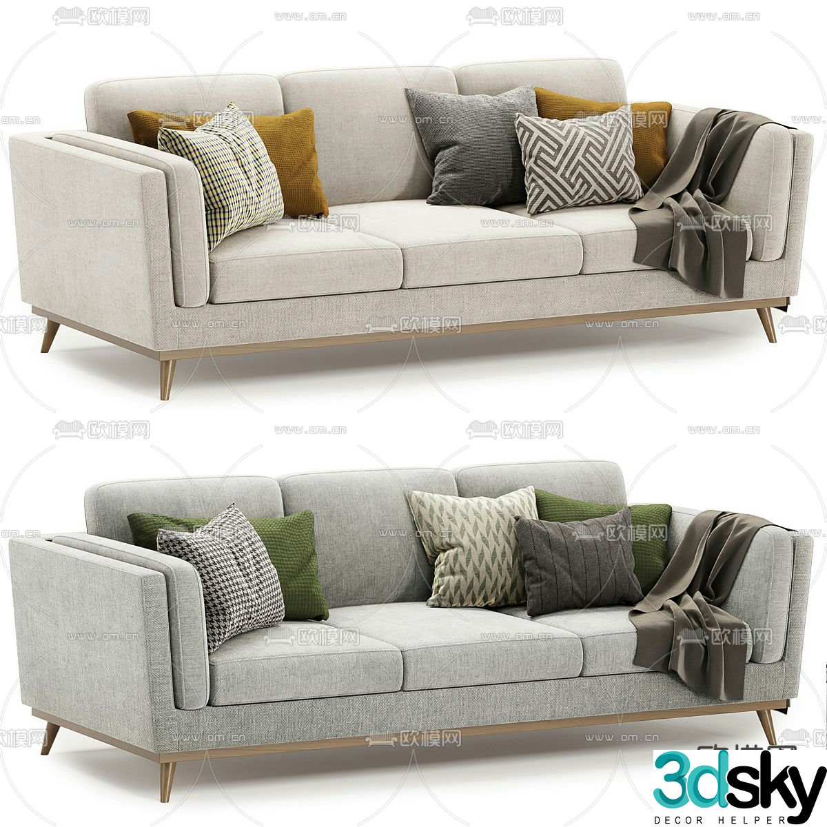 Kassia three seater sofa 3d model
