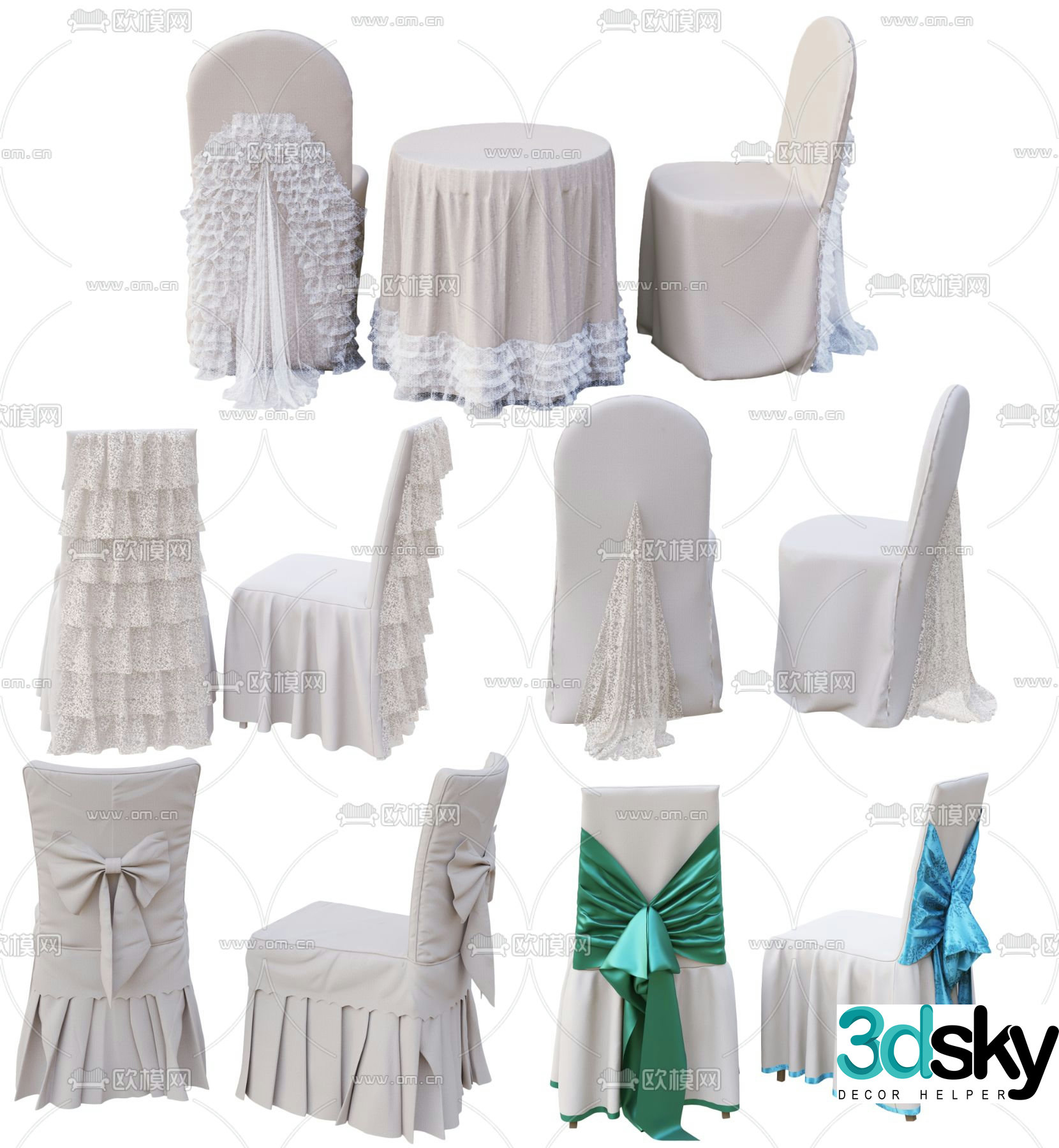 Banquet table and chair Banquet chair 3d model