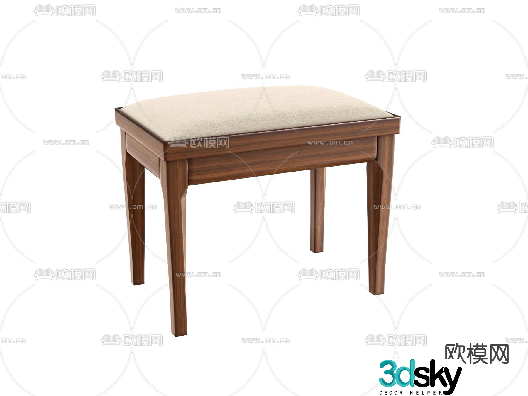 Stool sofa stool low stool dressing stool 3d model